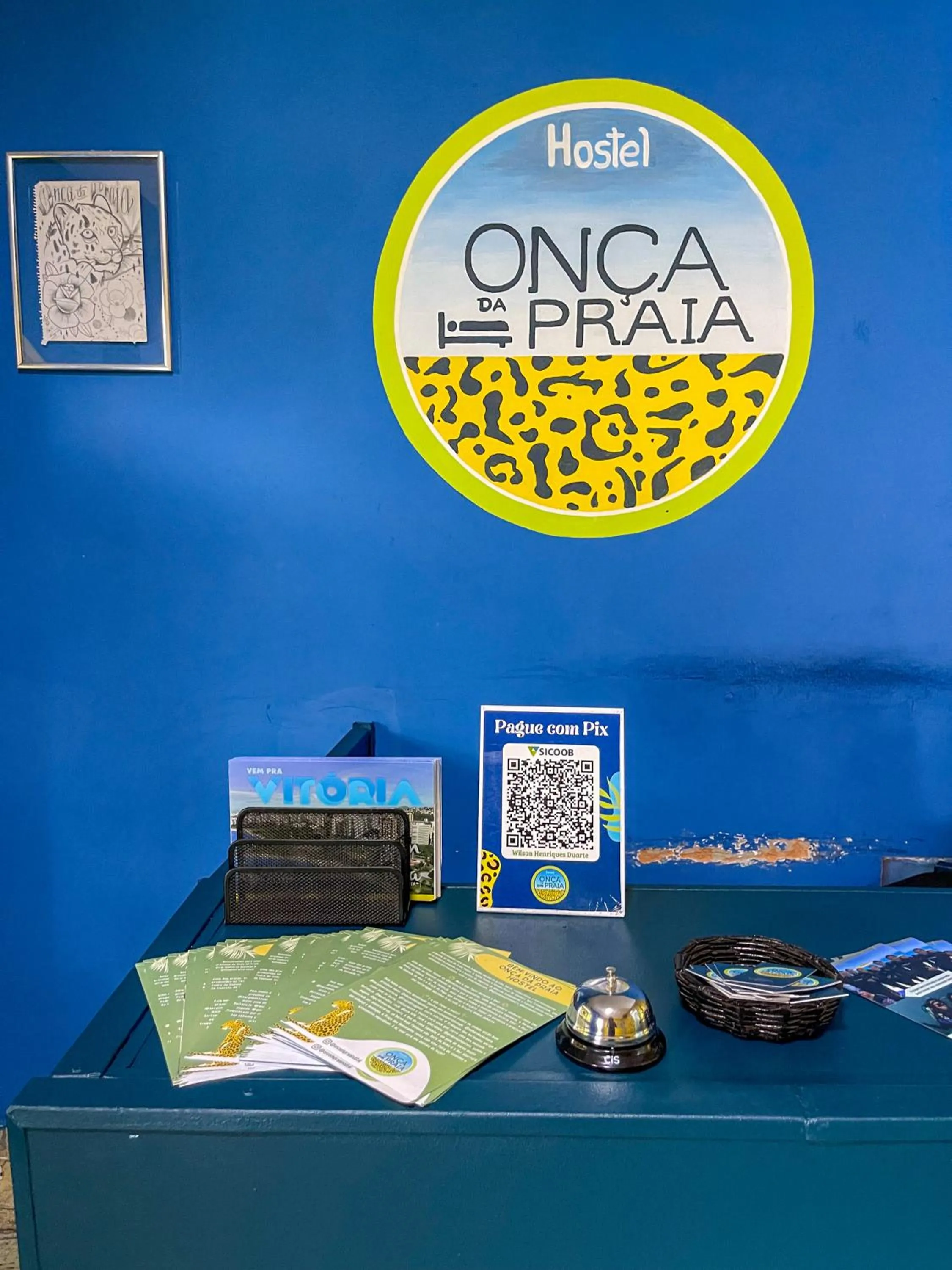 Lobby or reception in Onça da Praia Hostel
