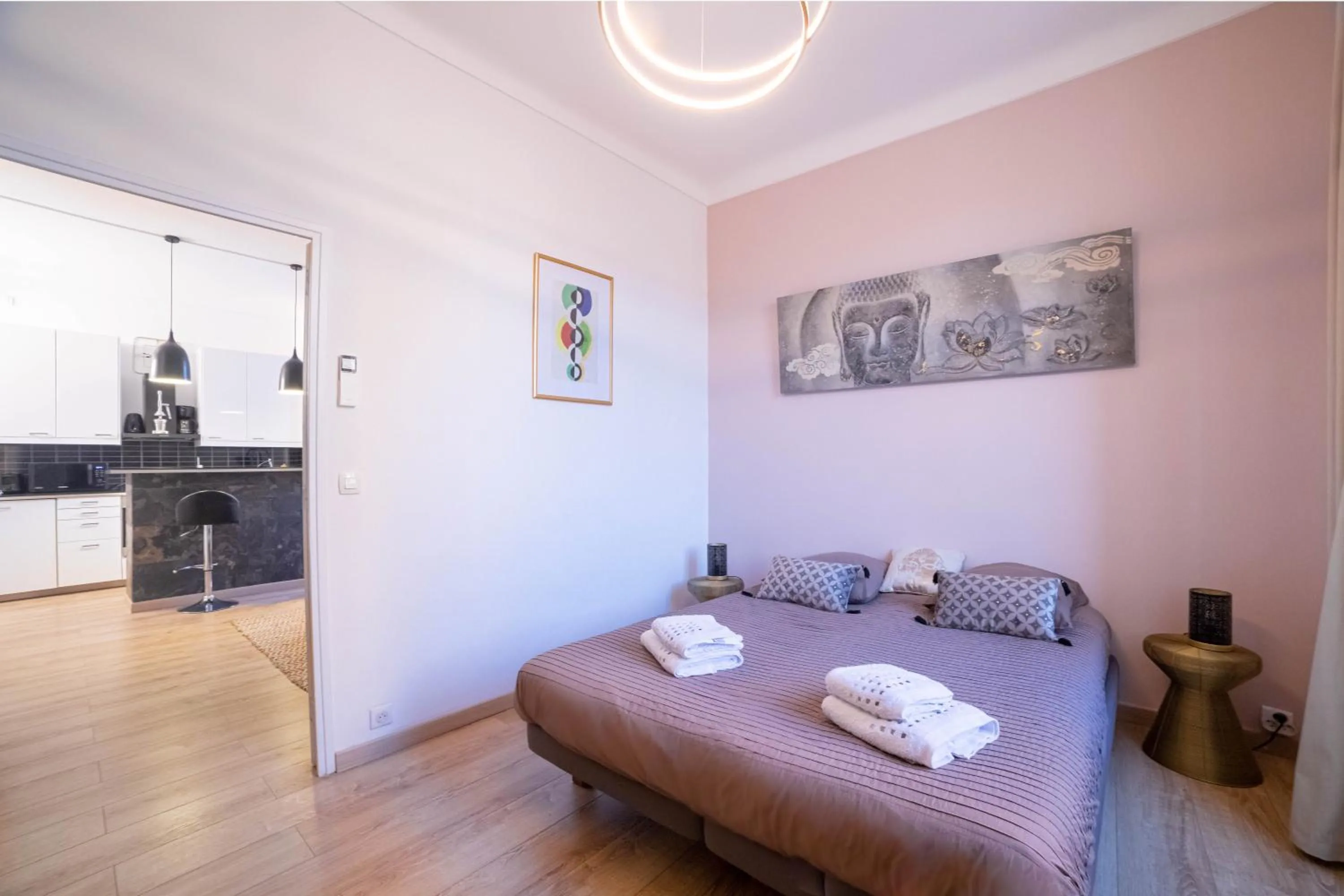 Living room, Bed in Smile Apartment