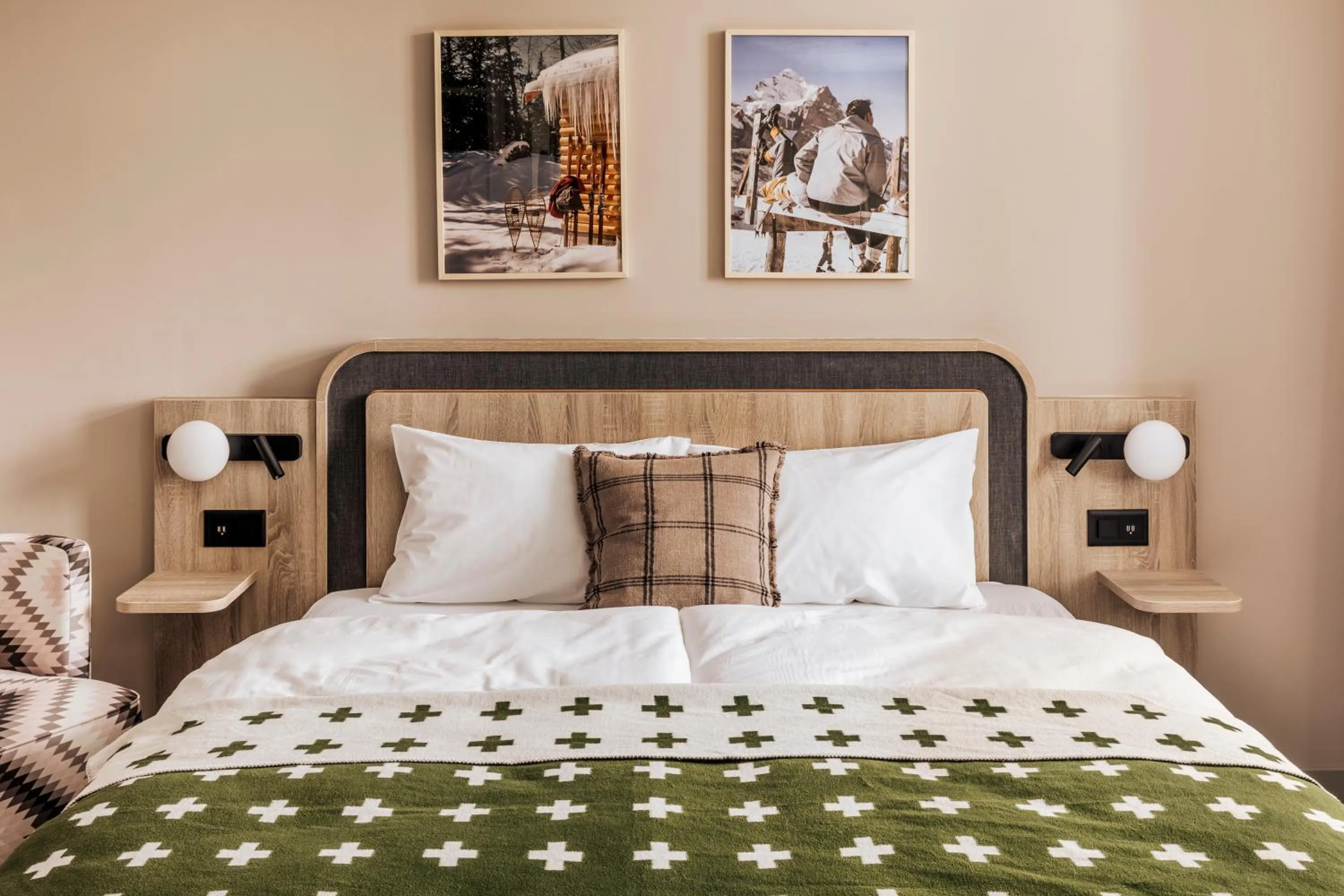 Bed in Hotel Altein Arosa, a Faern Collection Resort