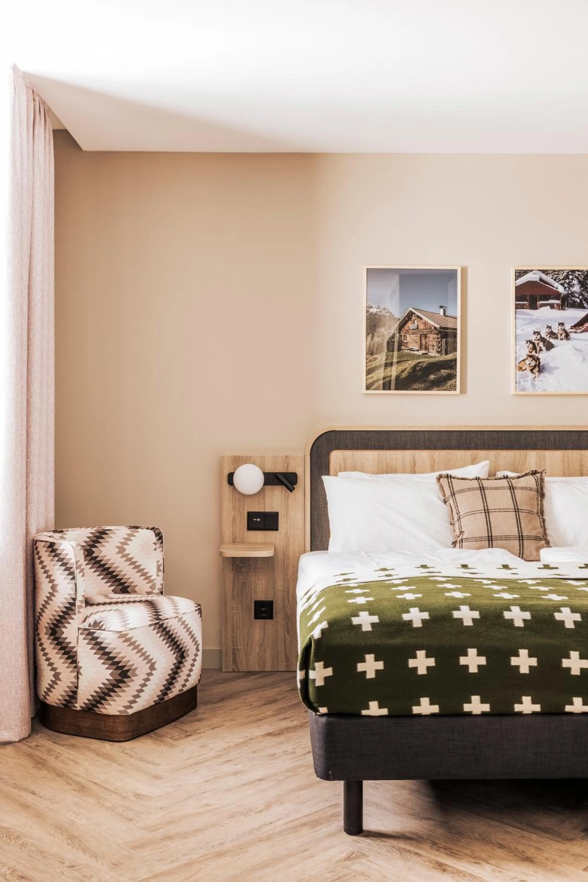 Bed in Hotel Altein Arosa, a Faern Collection Resort