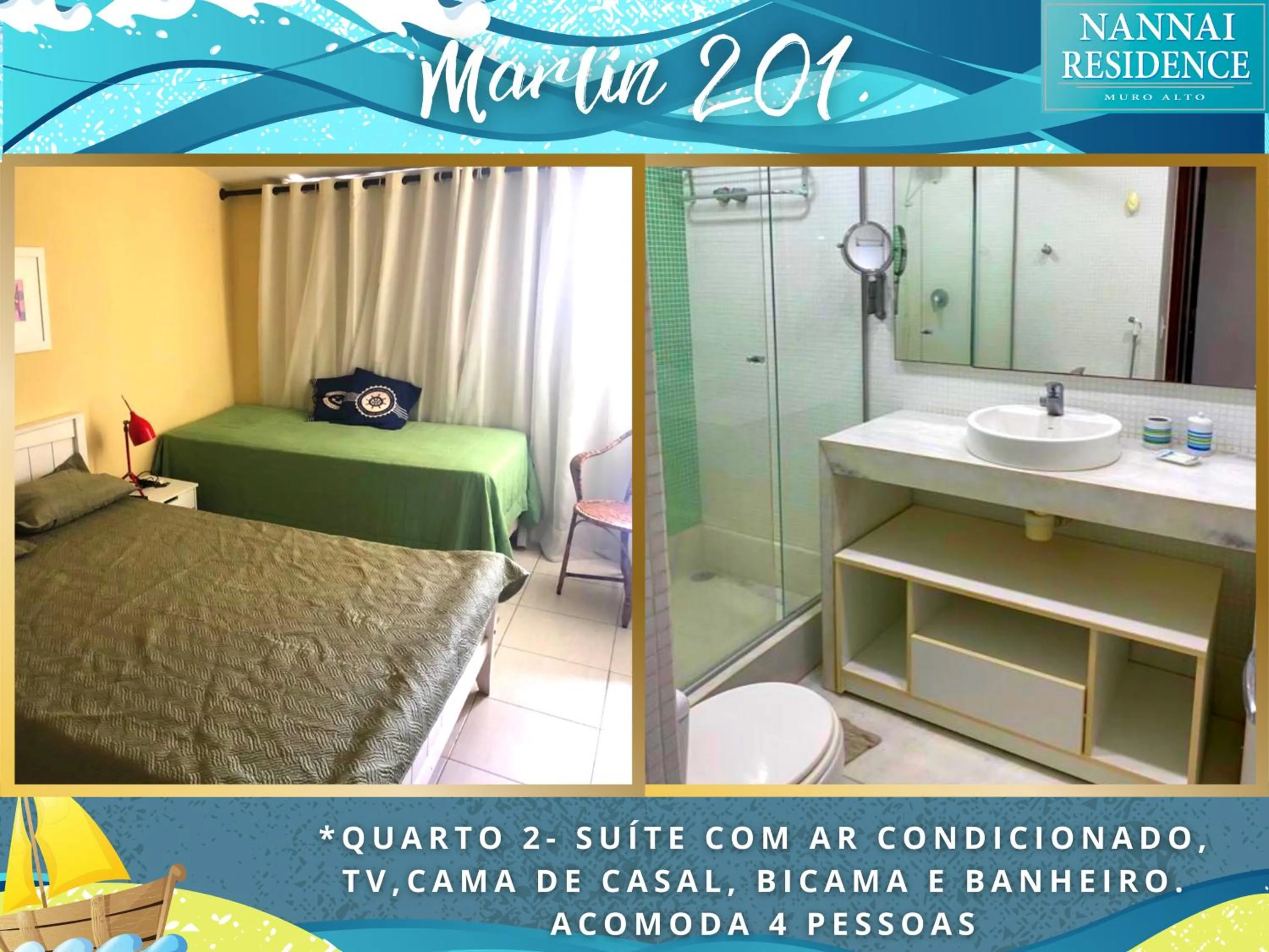 Bathroom, Bed in NANNAI RESIDENCE VISTA MAR Muro alto