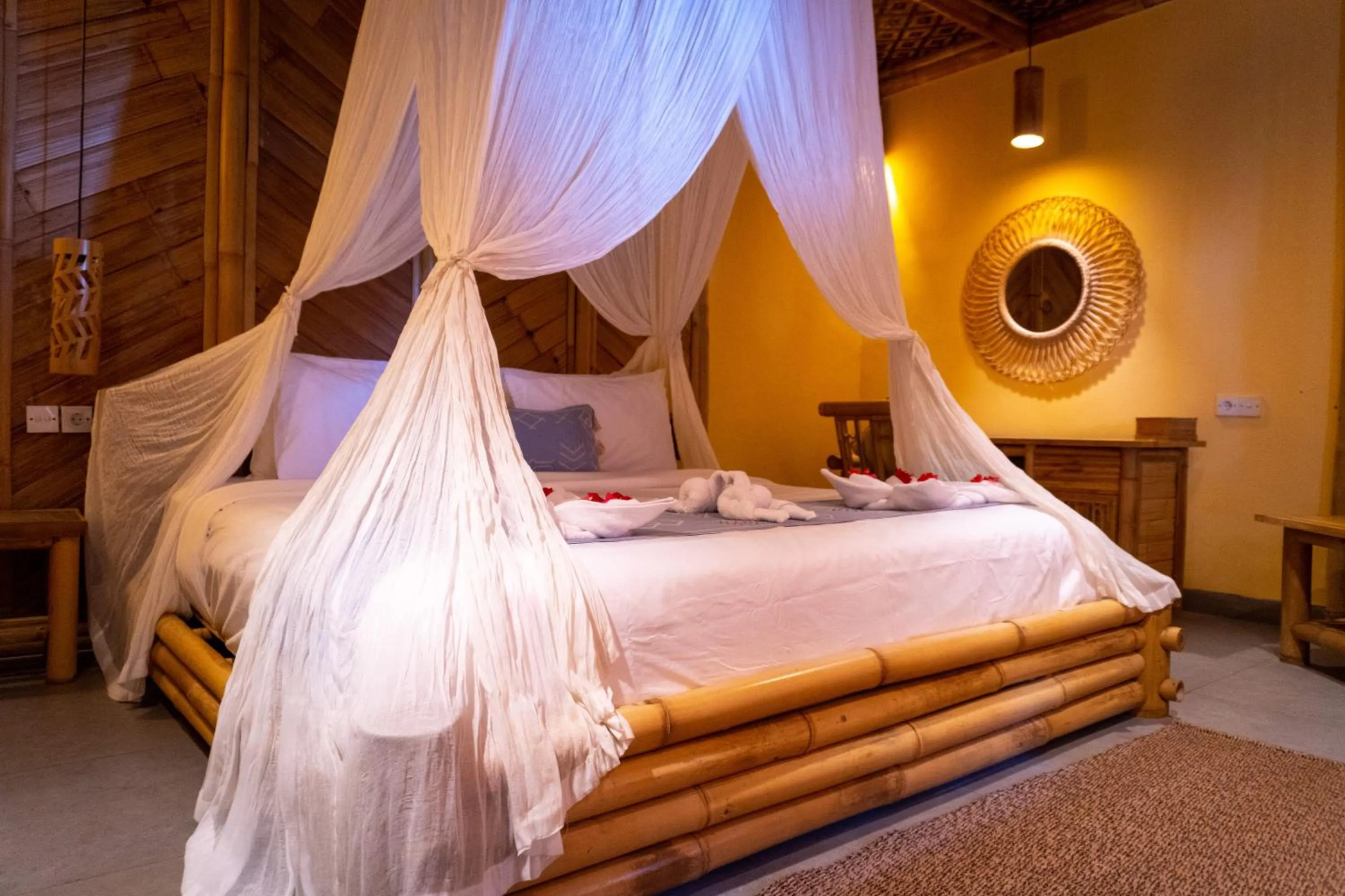 Bedroom, Bed in Elang Hillside Bamboo Villas