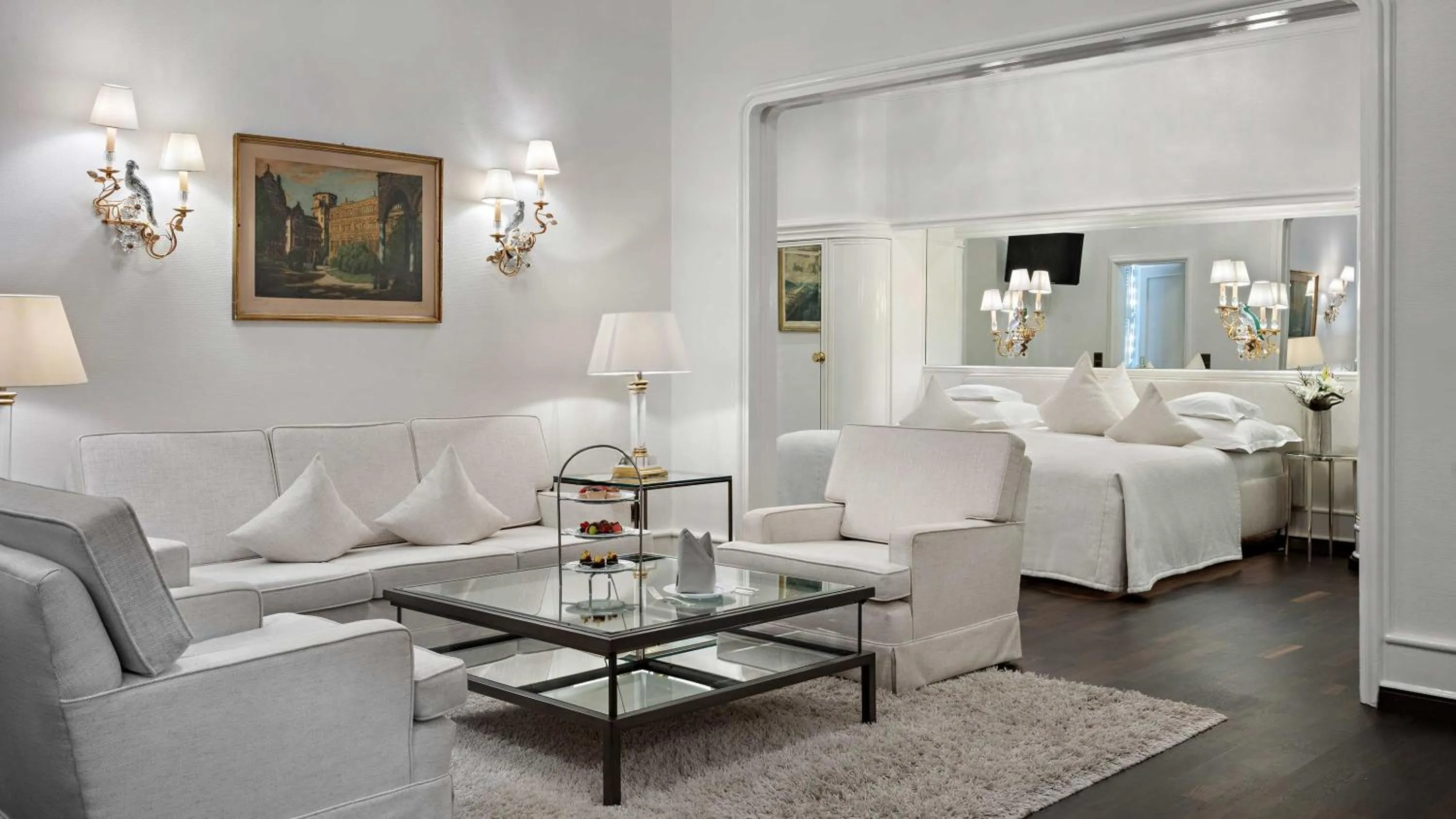 Bed in Hotel Europäischer Hof Heidelberg, Bestes Hotel Deutschlands in historischer Architektur