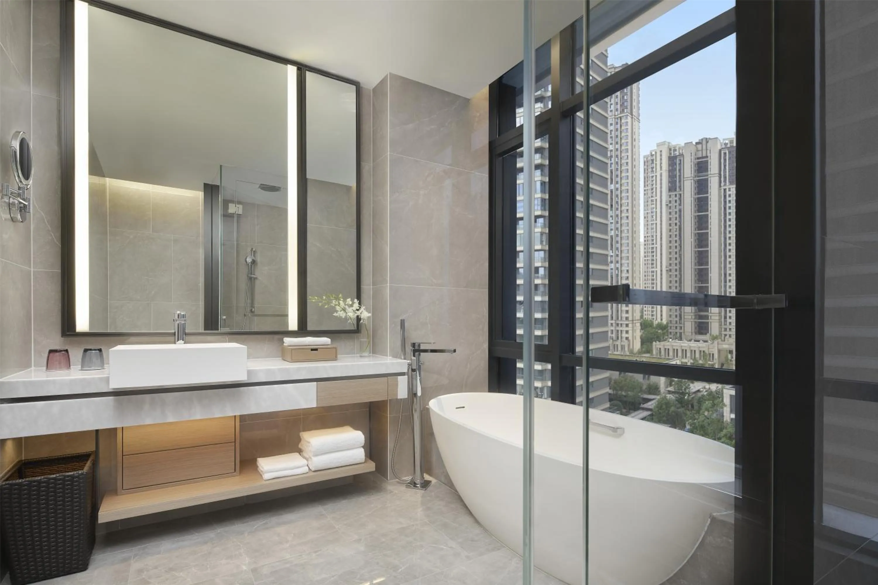 Bathroom in The Meixi Lake, Changsha Marriott Executive Apartments