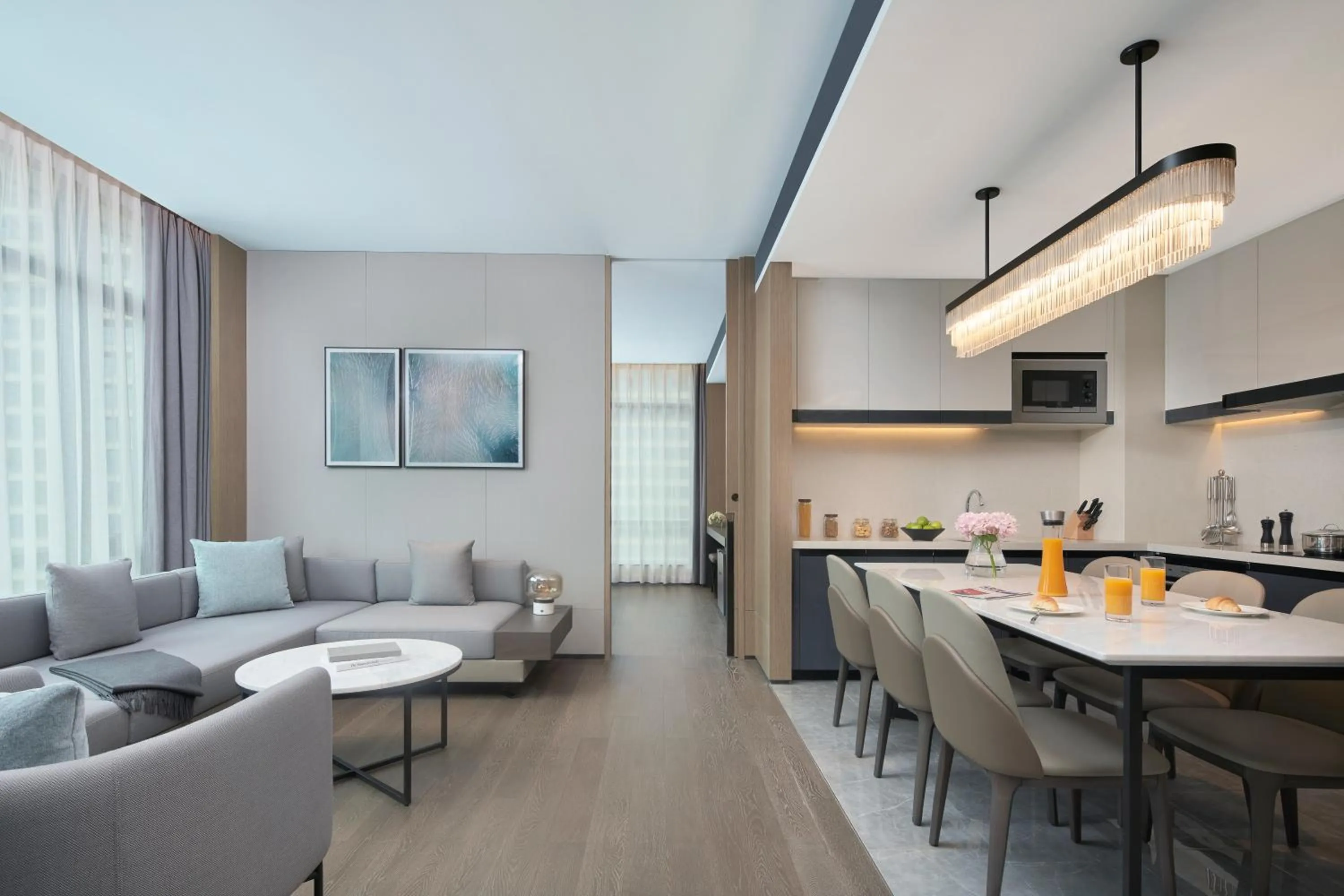 Living room in The Meixi Lake, Changsha Marriott Executive Apartments