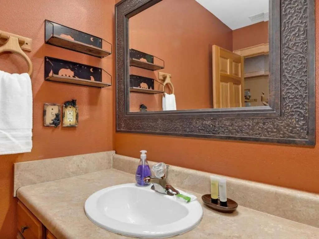Bathroom in Soco Serene Cabin in the Heart of Maggie Valley