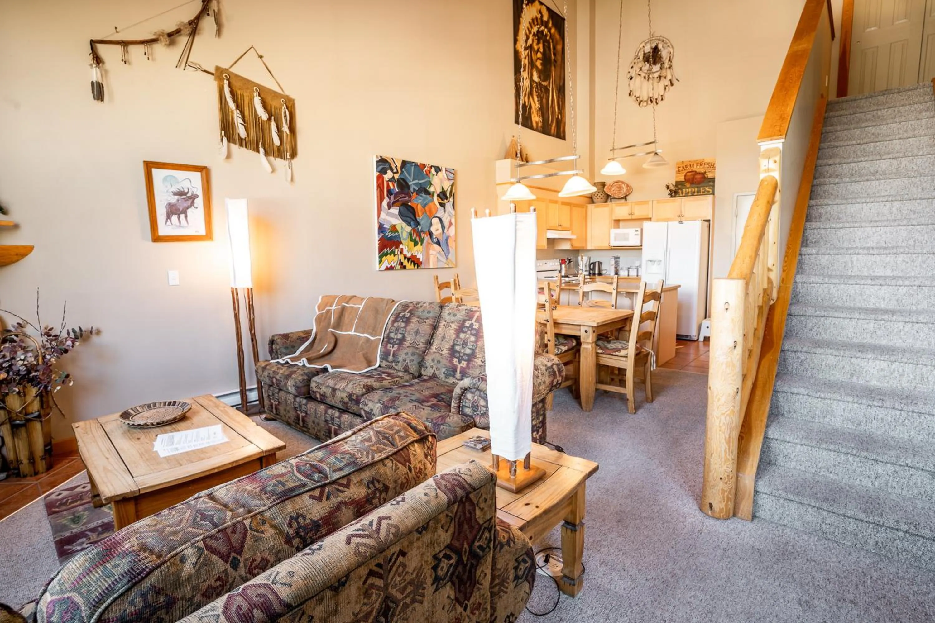 Seating area in Apartment 406, Indigenous Artefacts