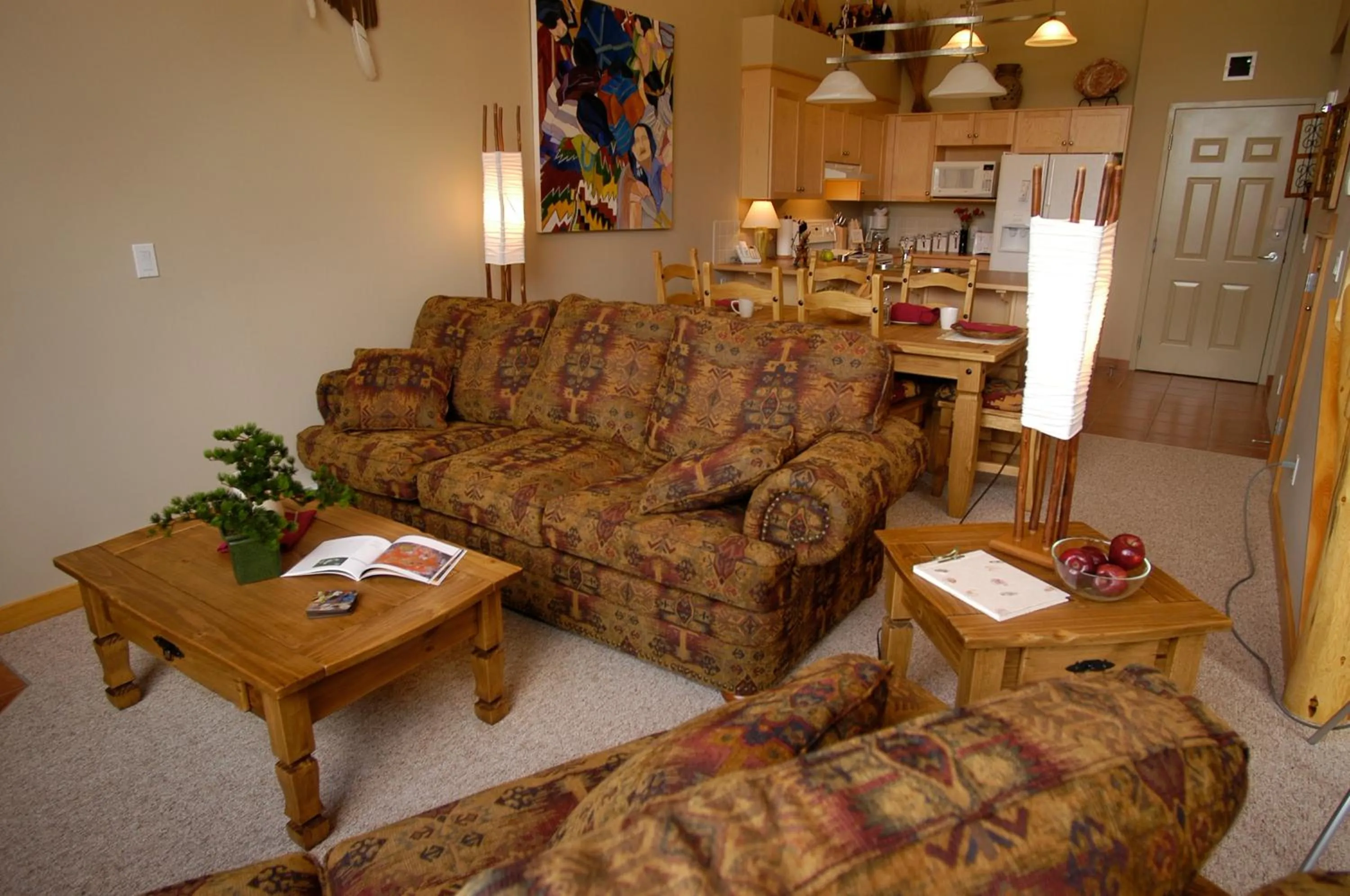 Seating area in Apartment 406, Indigenous Artefacts