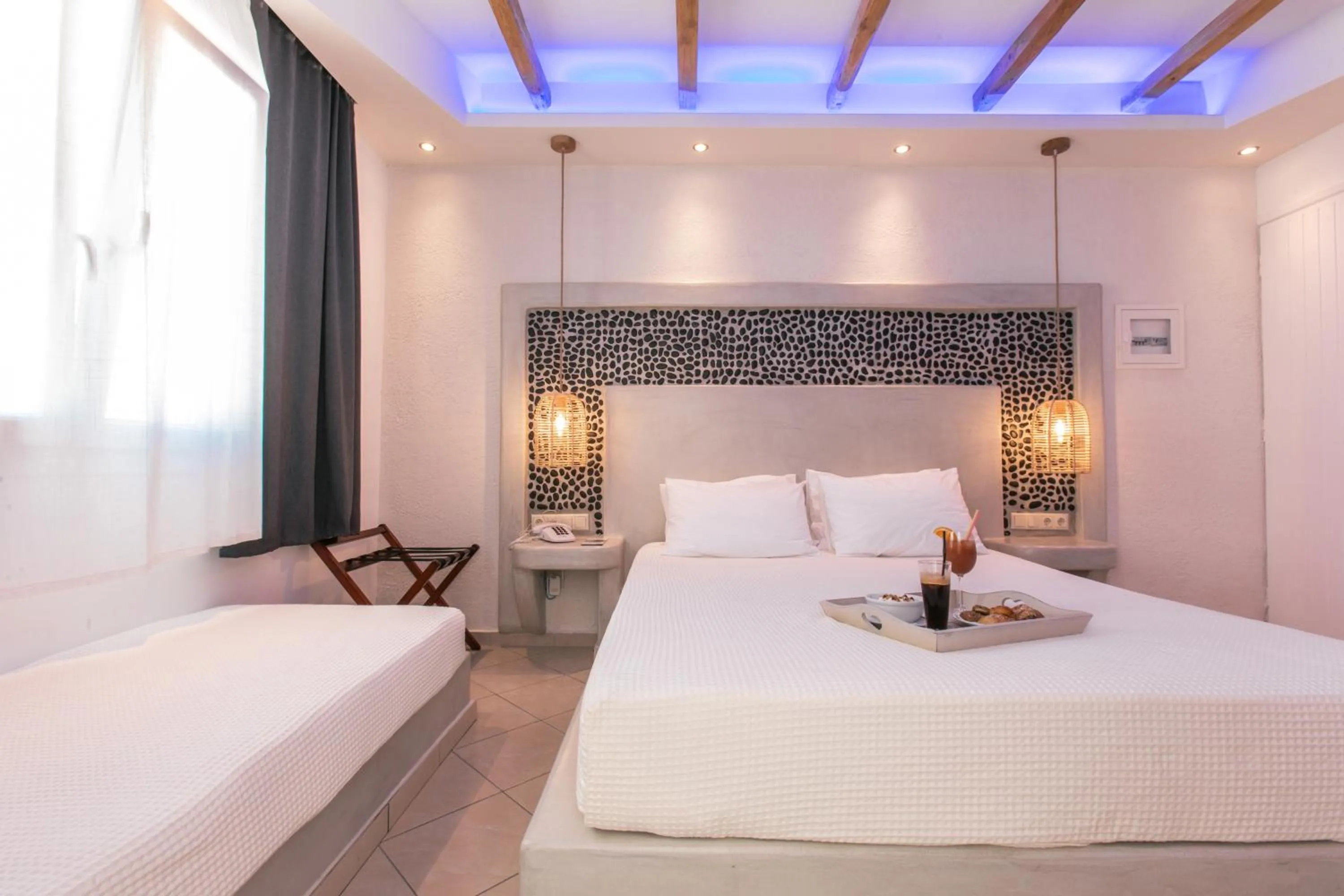 Bed in Mikri Vigla Hotel Beach Resort