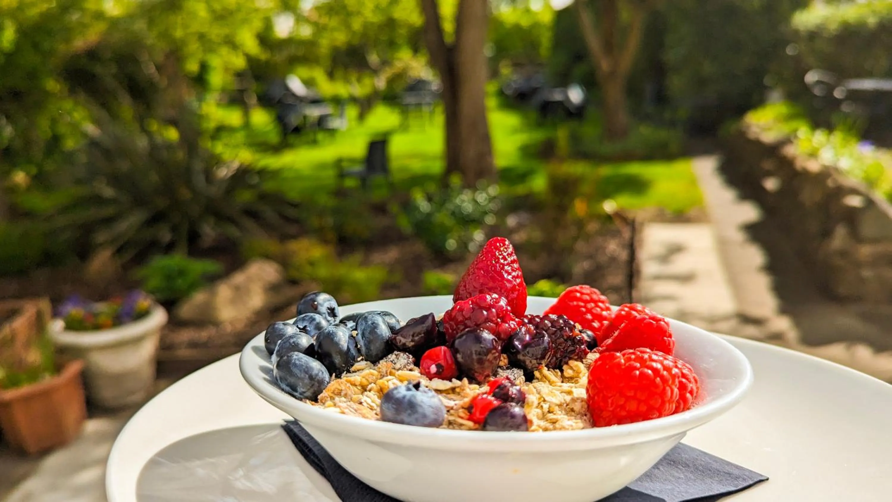 Garden view in The Watchman Hotel