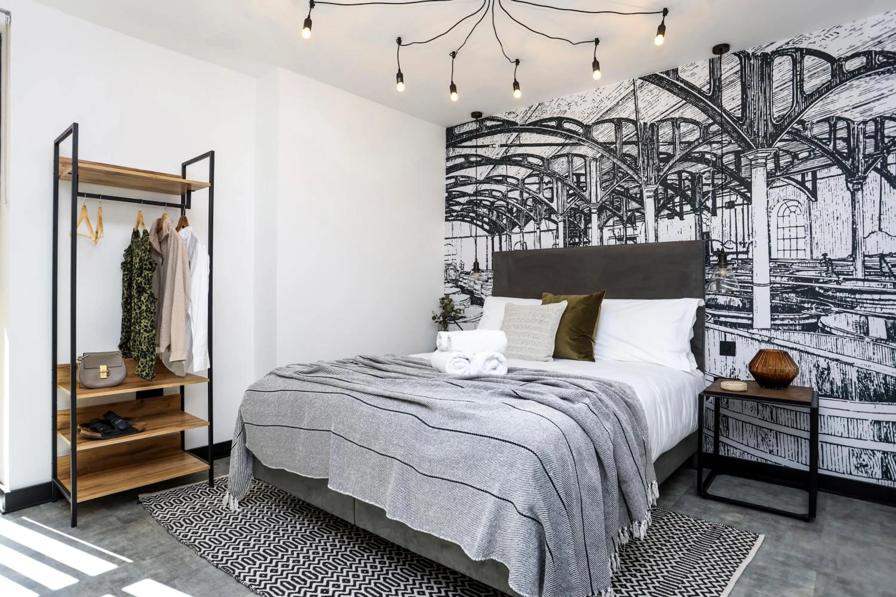 Bed in The Brewers Rooms Contemporary Aparthotel