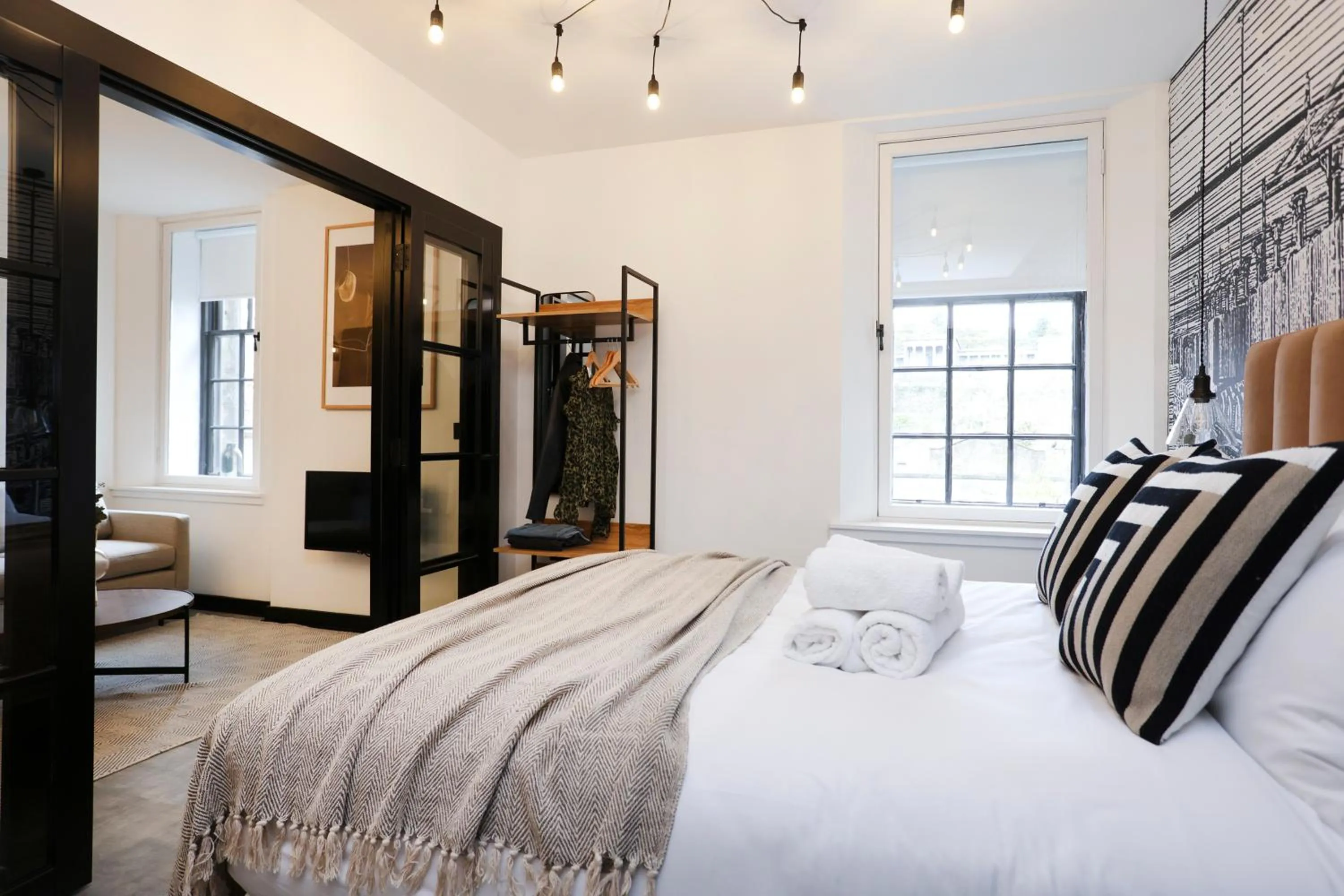 Bed in The Brewers Rooms Contemporary Aparthotel