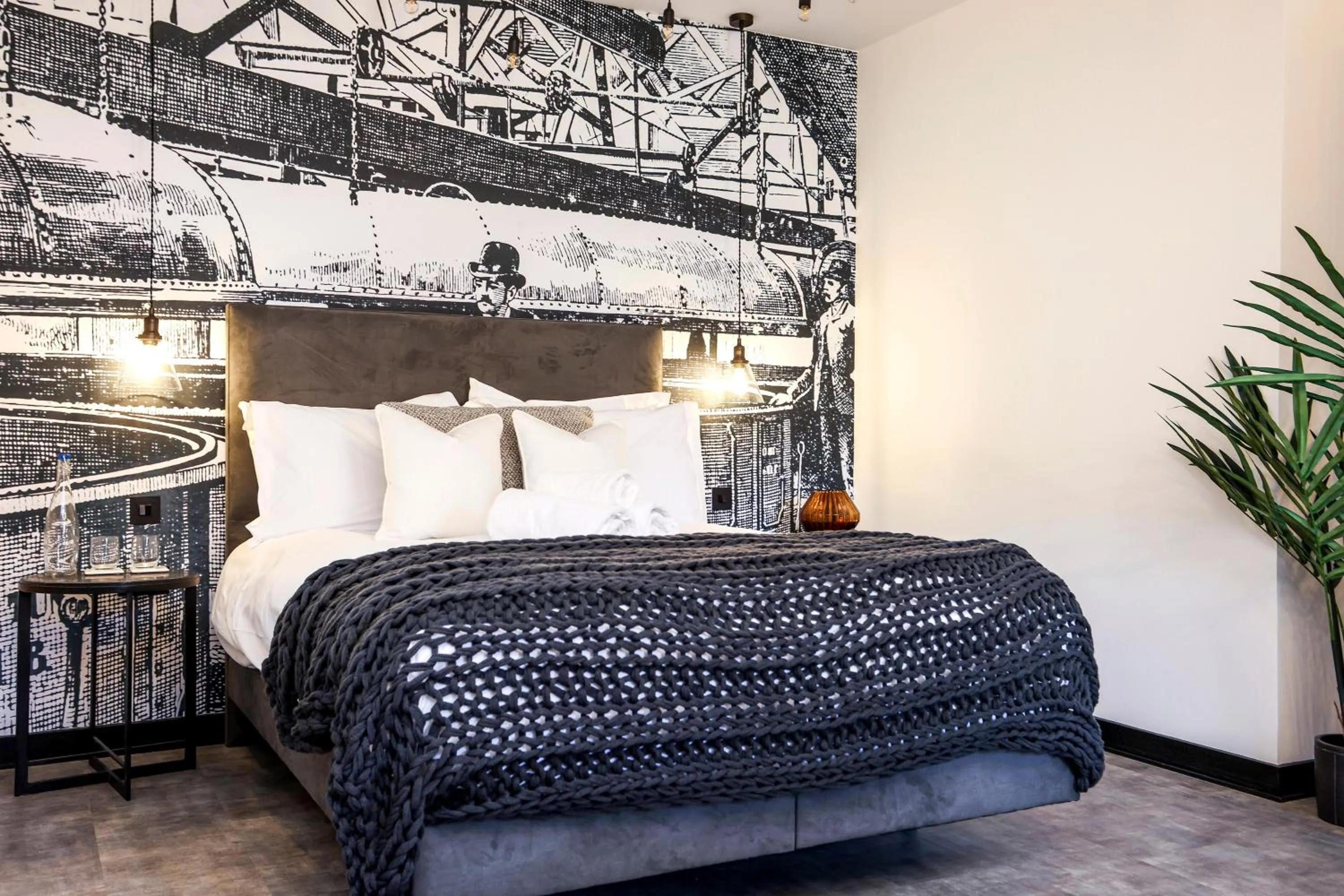 Bed in The Brewers Rooms Contemporary Aparthotel