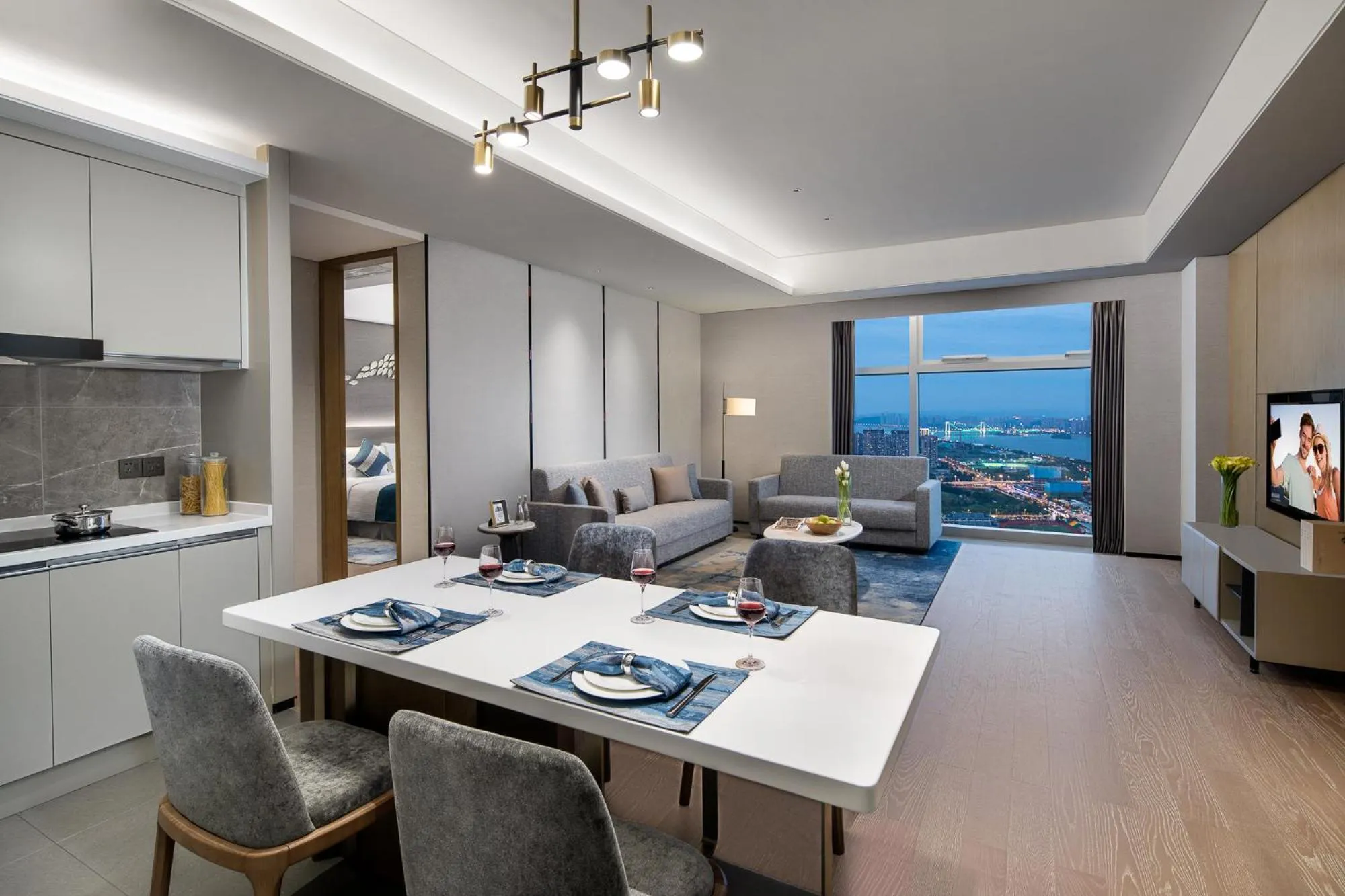 Living room in Ascott Xiangjiang FFC Changsha