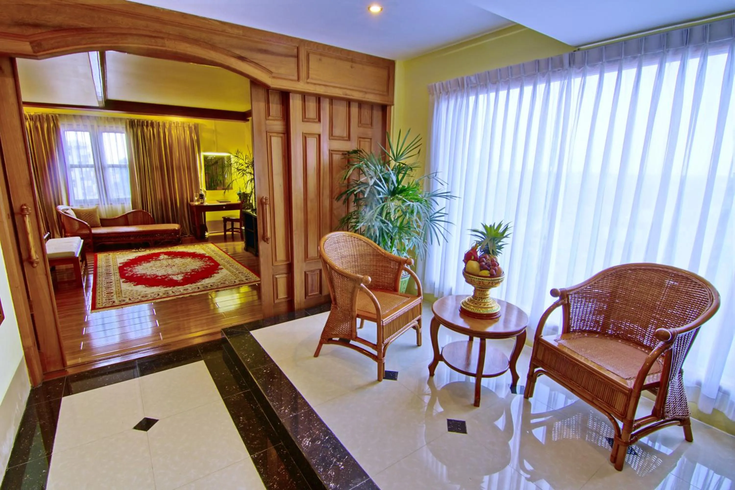 Living room in Shwe Ingyinn Hotel Mandalay