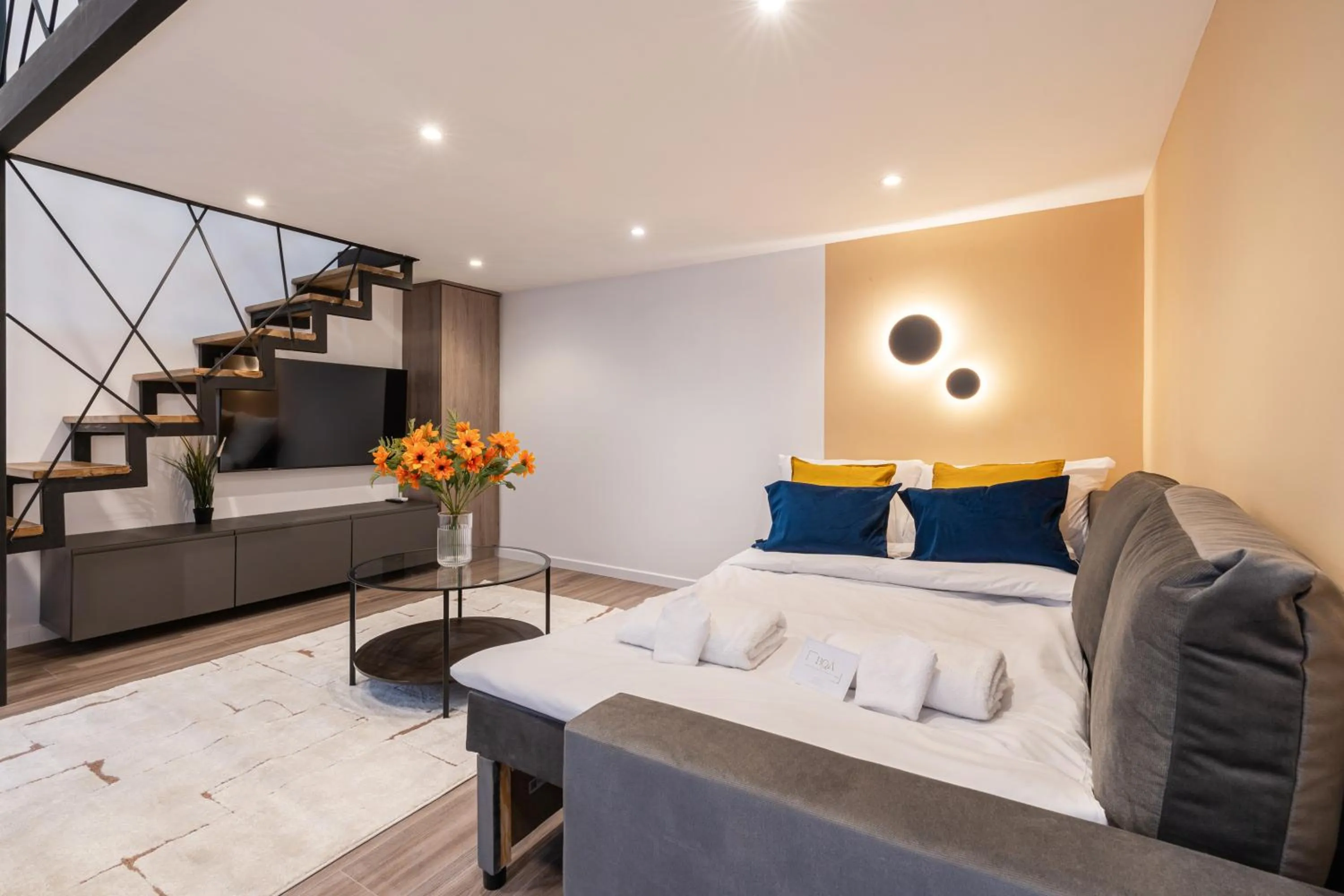 Living room, Bed in K33- Boutique Apartments, Best Location, by BQA