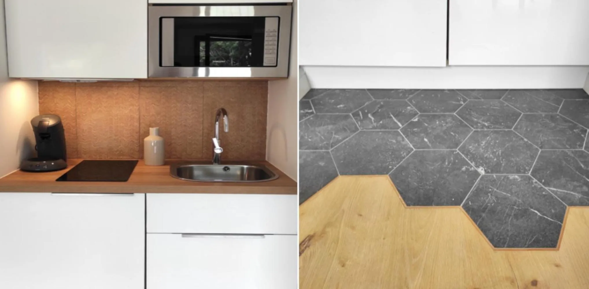 Kitchen or kitchenette in Appart hôtel & Spa La Villa du Port