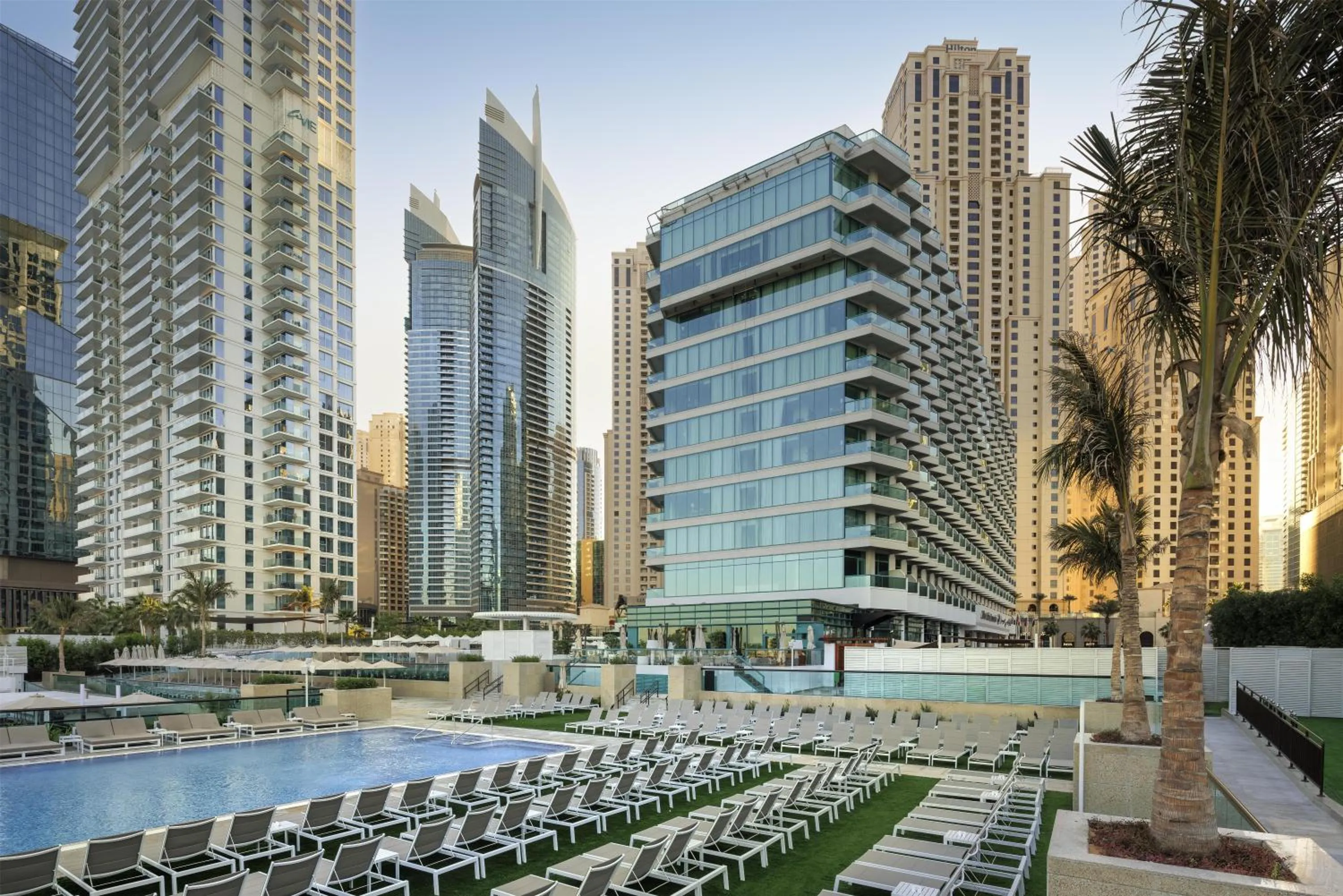 Pool view in Hilton Dubai Jumeirah