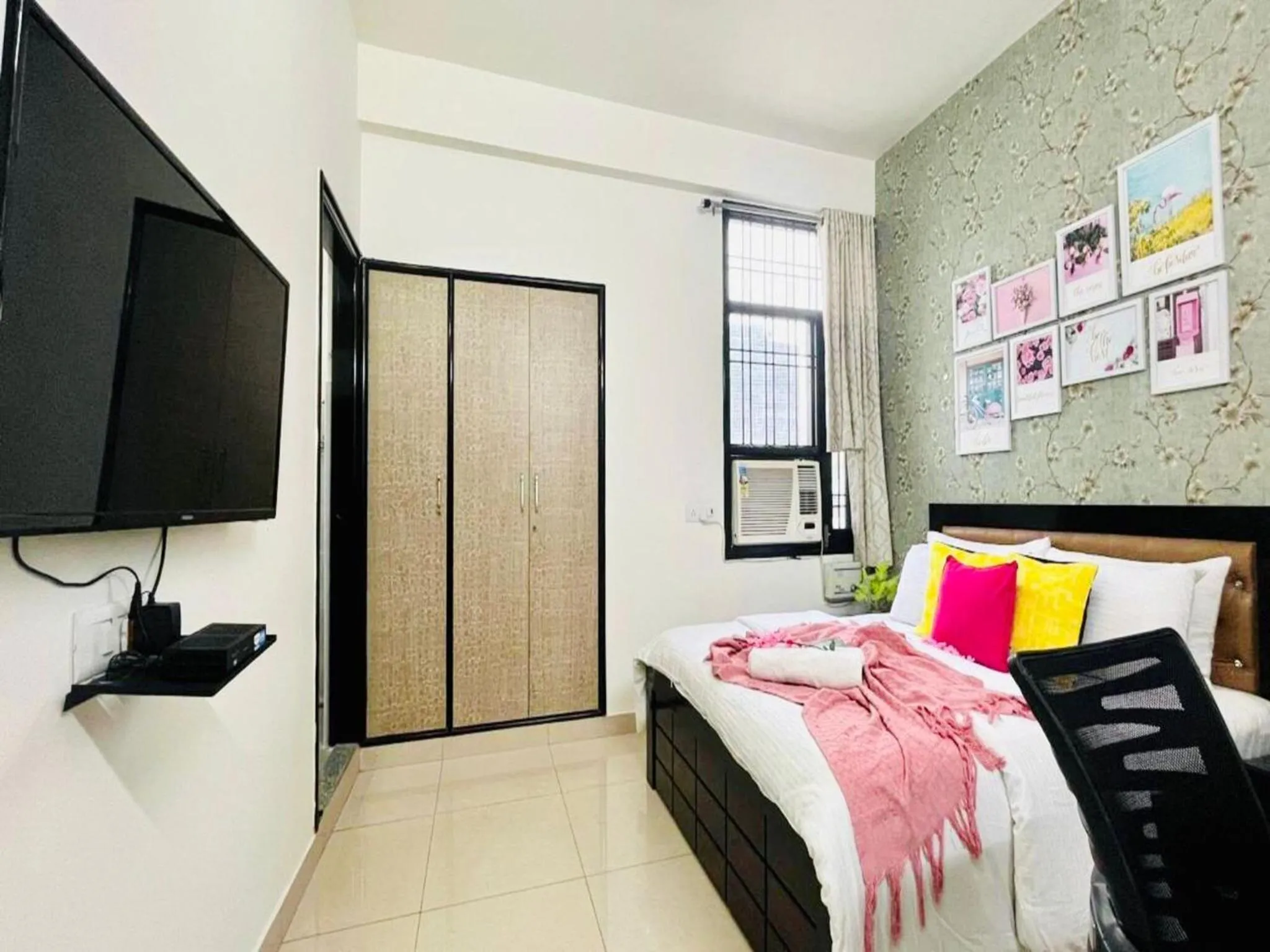 Bedroom, Bed in BluO 2BR Jaipur - Lift, Balcony, Parking, Terrace