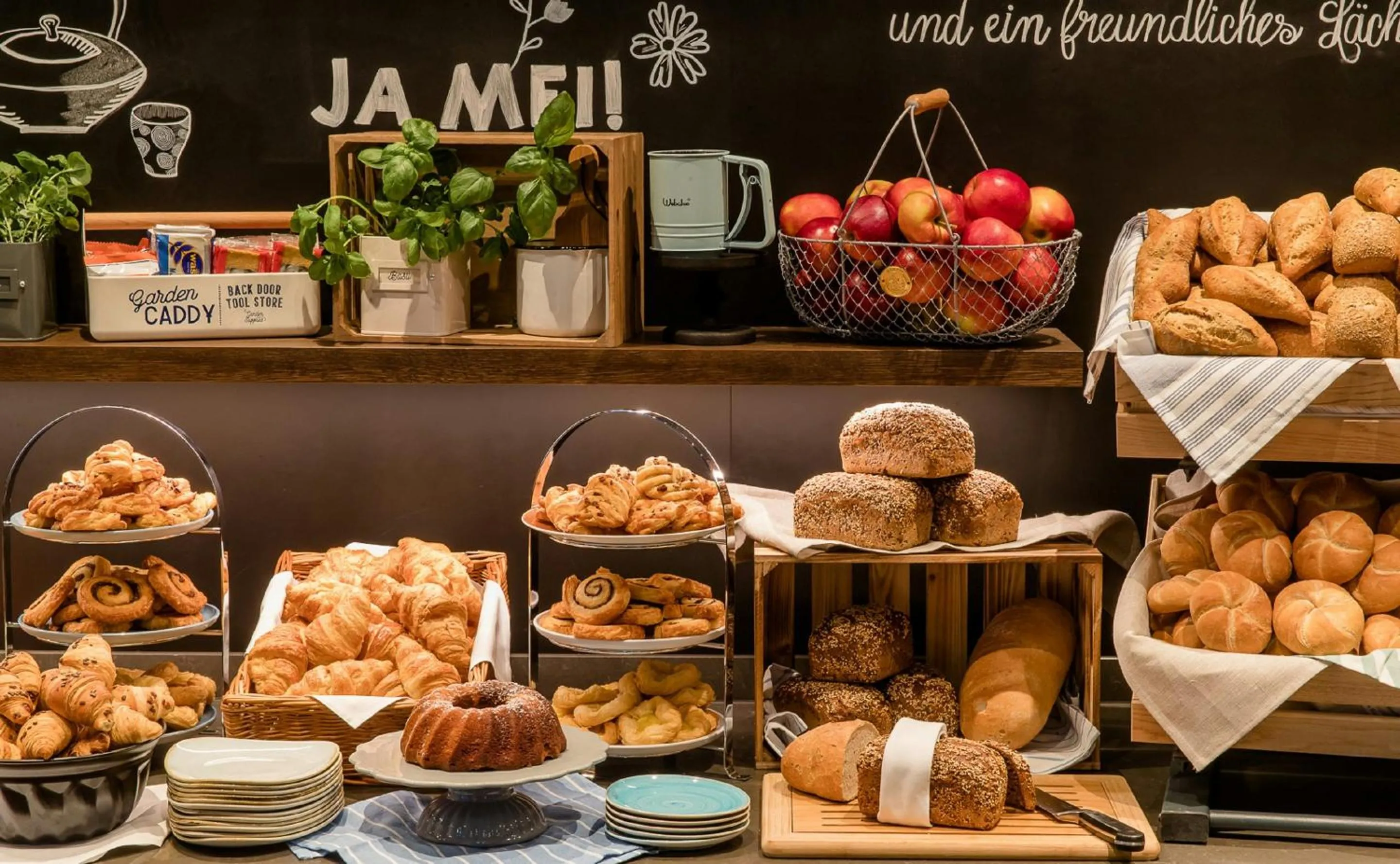 Buffet breakfast in Motel One Frankfurt Messe