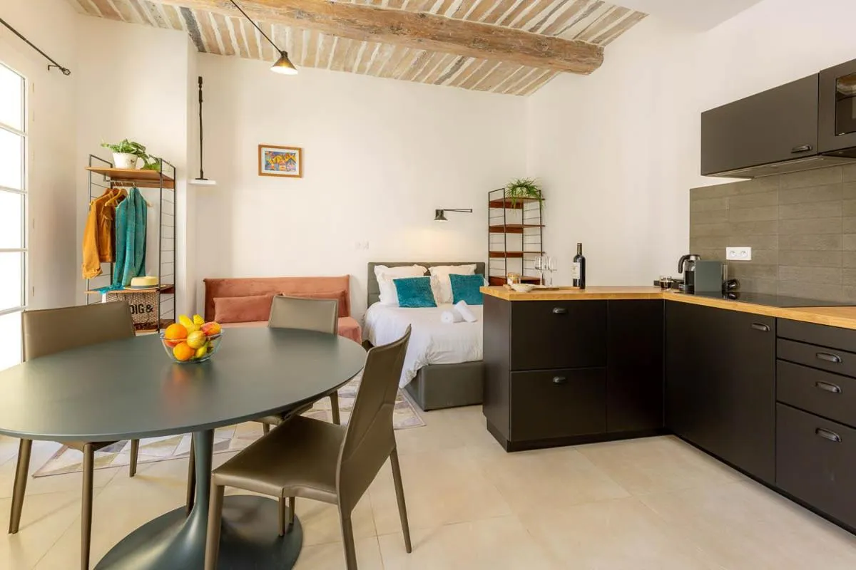 Kitchen or kitchenette in Provence Au Coeur Appart Hotels