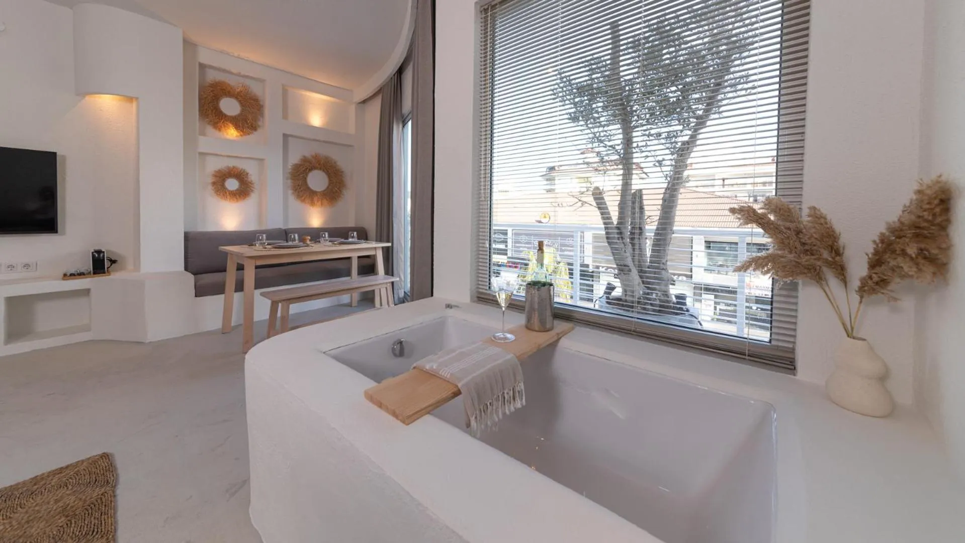 Living room, Bed in L'olive homes