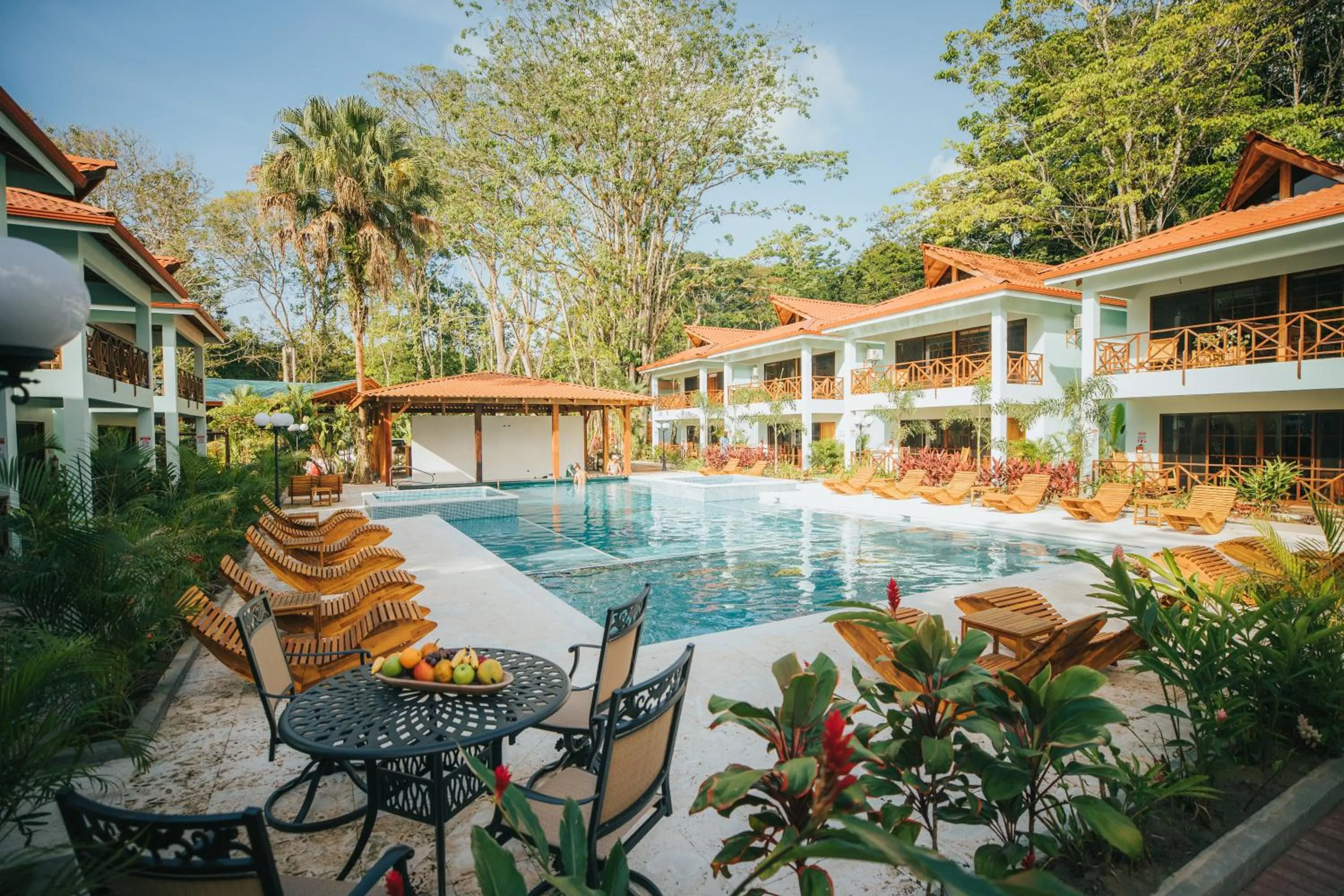 Pool view in Bungalows Punta Uva