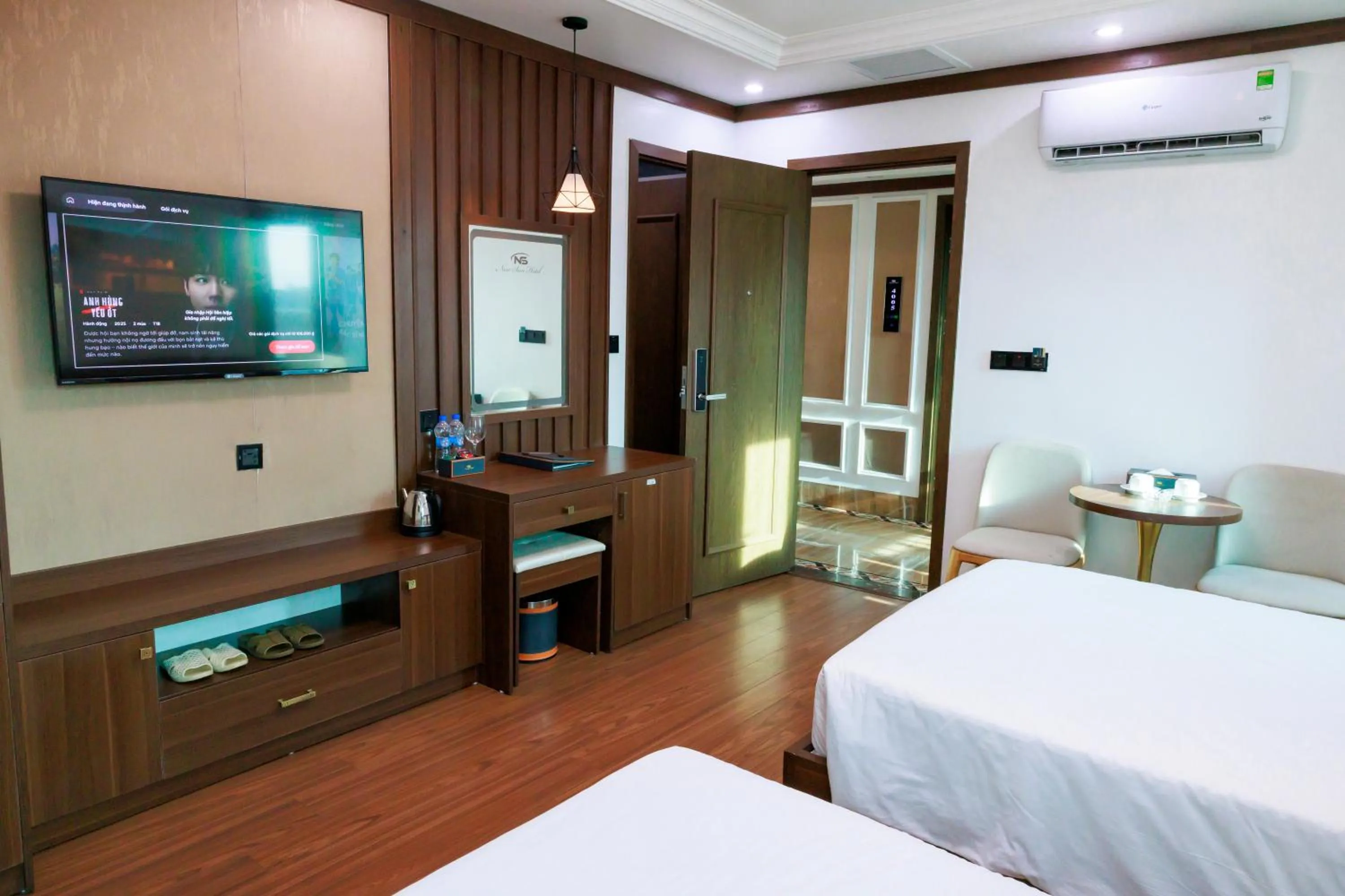 TV and multimedia, Bed in New Sun Móng Cái Hotel