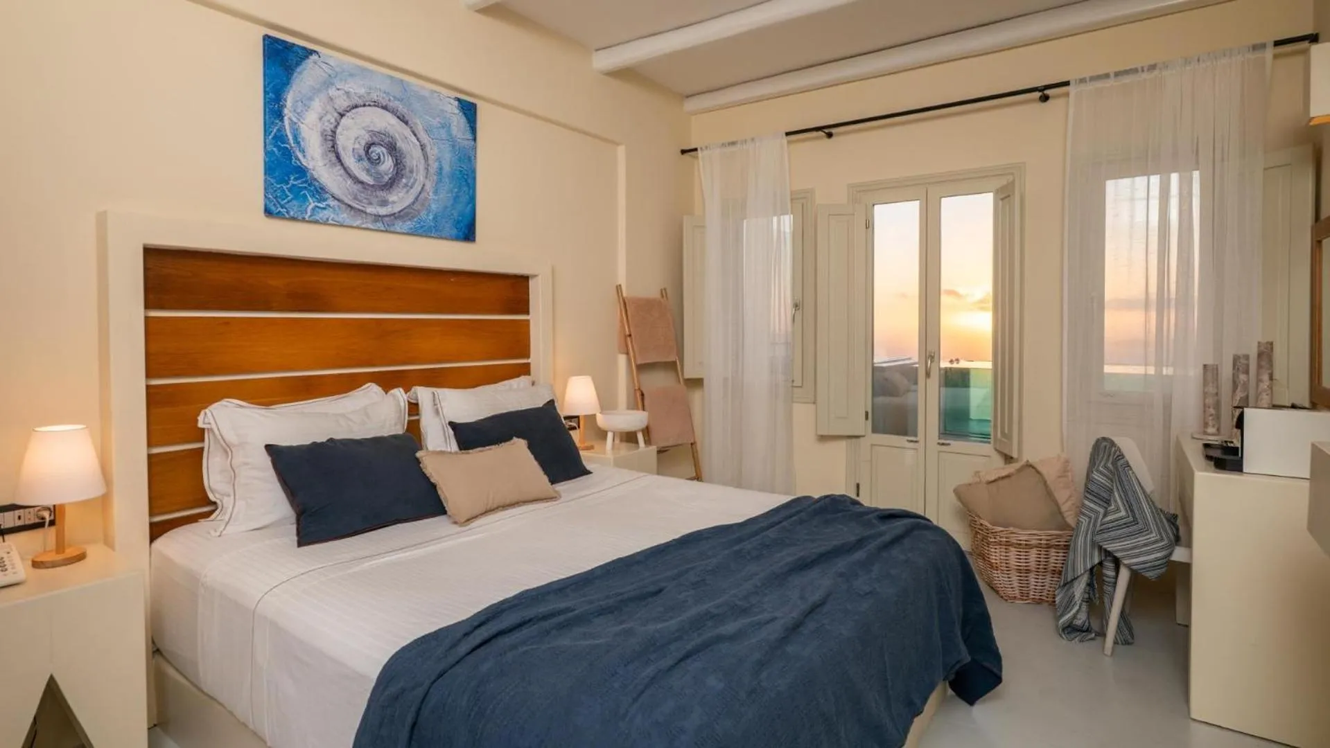 Bed in Apeiron Blue Santorini - Sustainable Adults Only 14 Plus