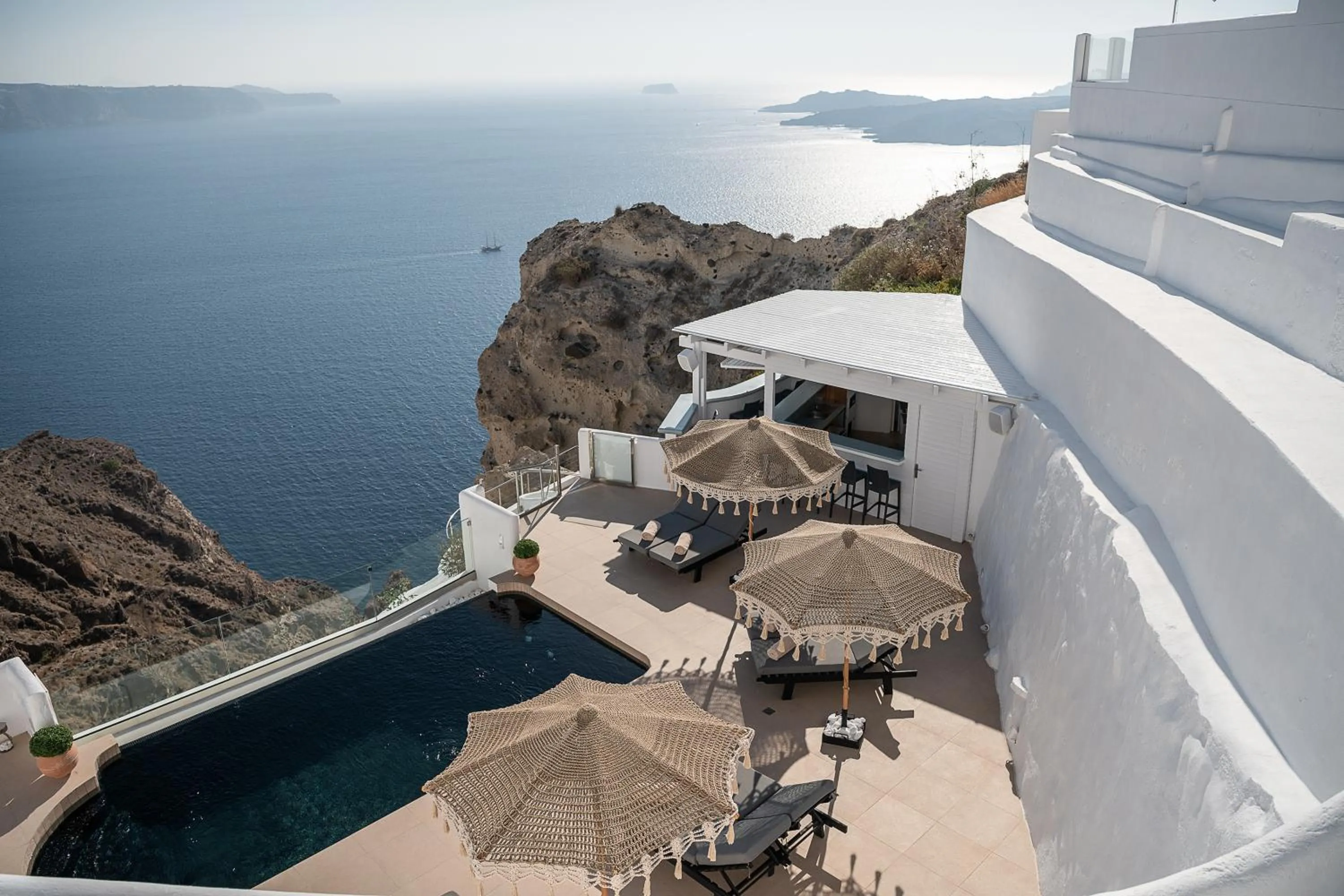 Pool view in Apeiron Blue Santorini - Sustainable Adults Only 14 Plus