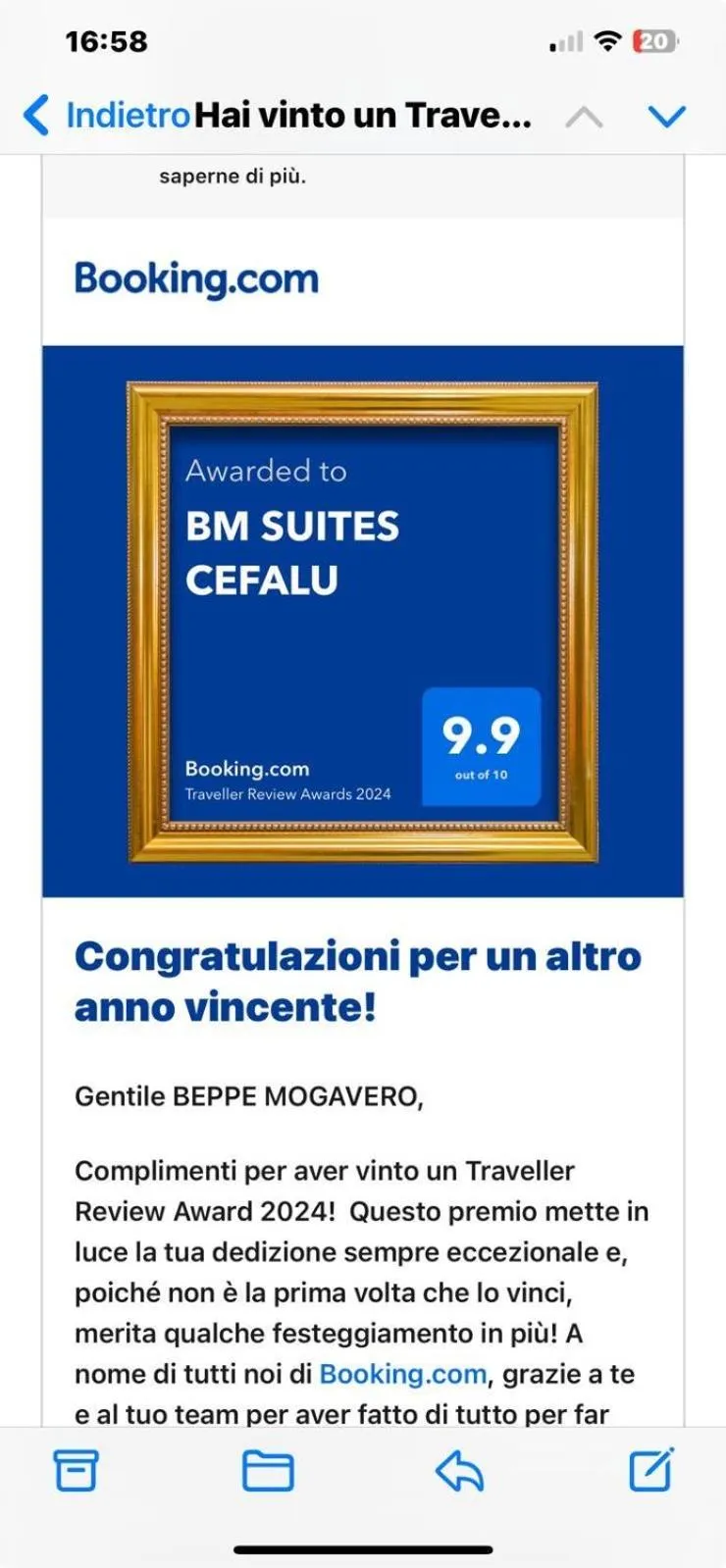 Certificate/Award in BM SUITES CEFALU
