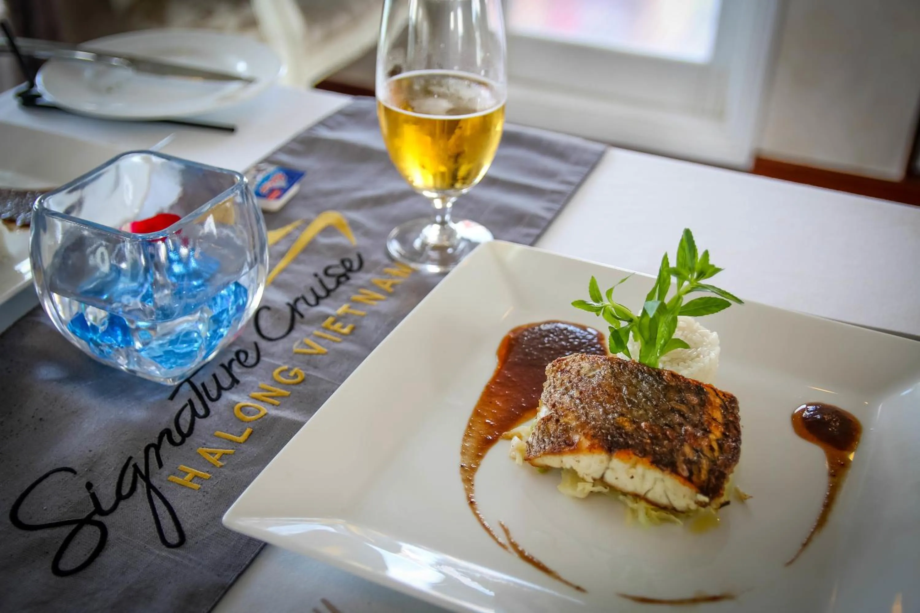 Dining area in Signature Halong Cruise