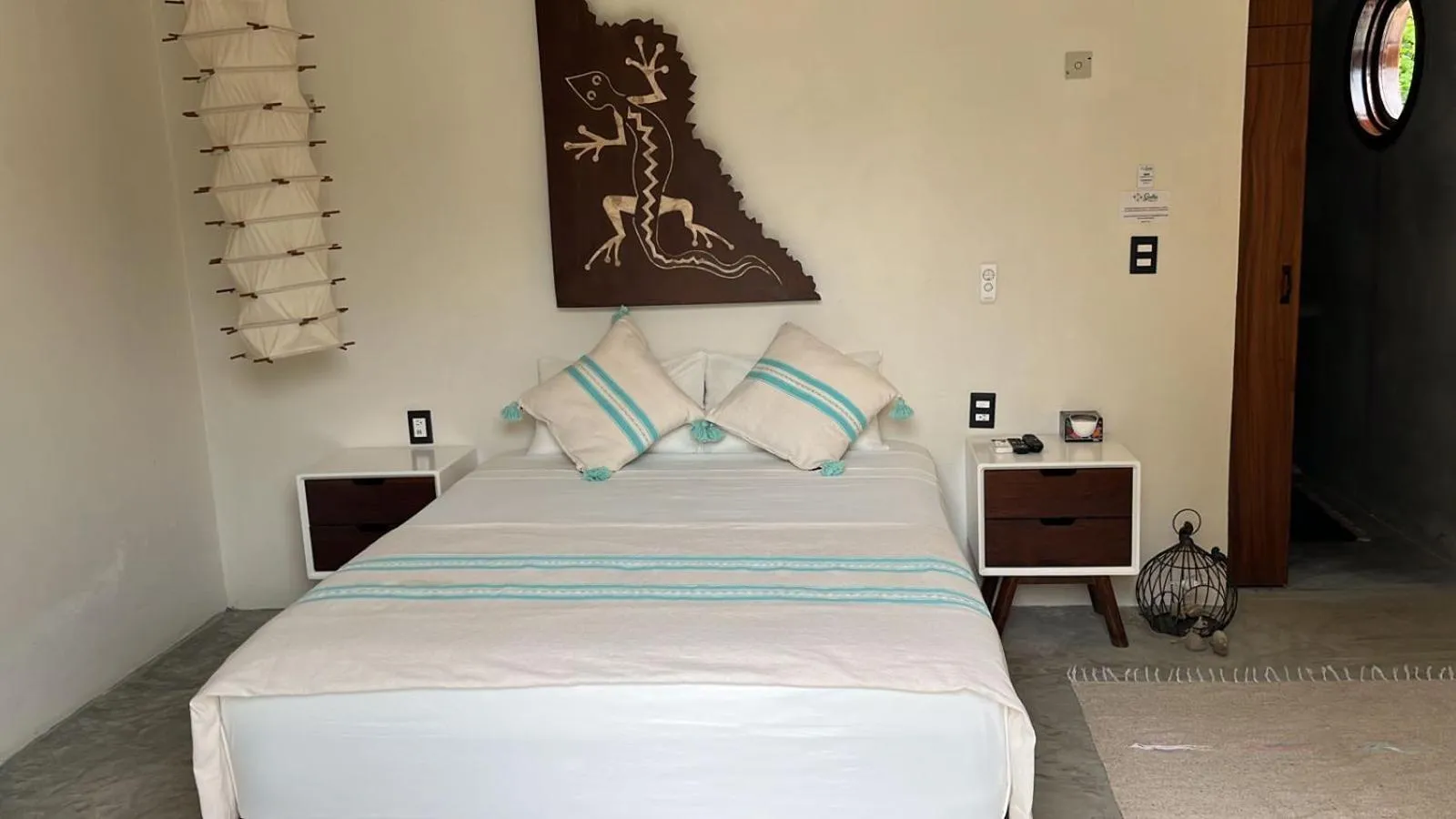 Bed in Cabañas Sicarú Mazunte