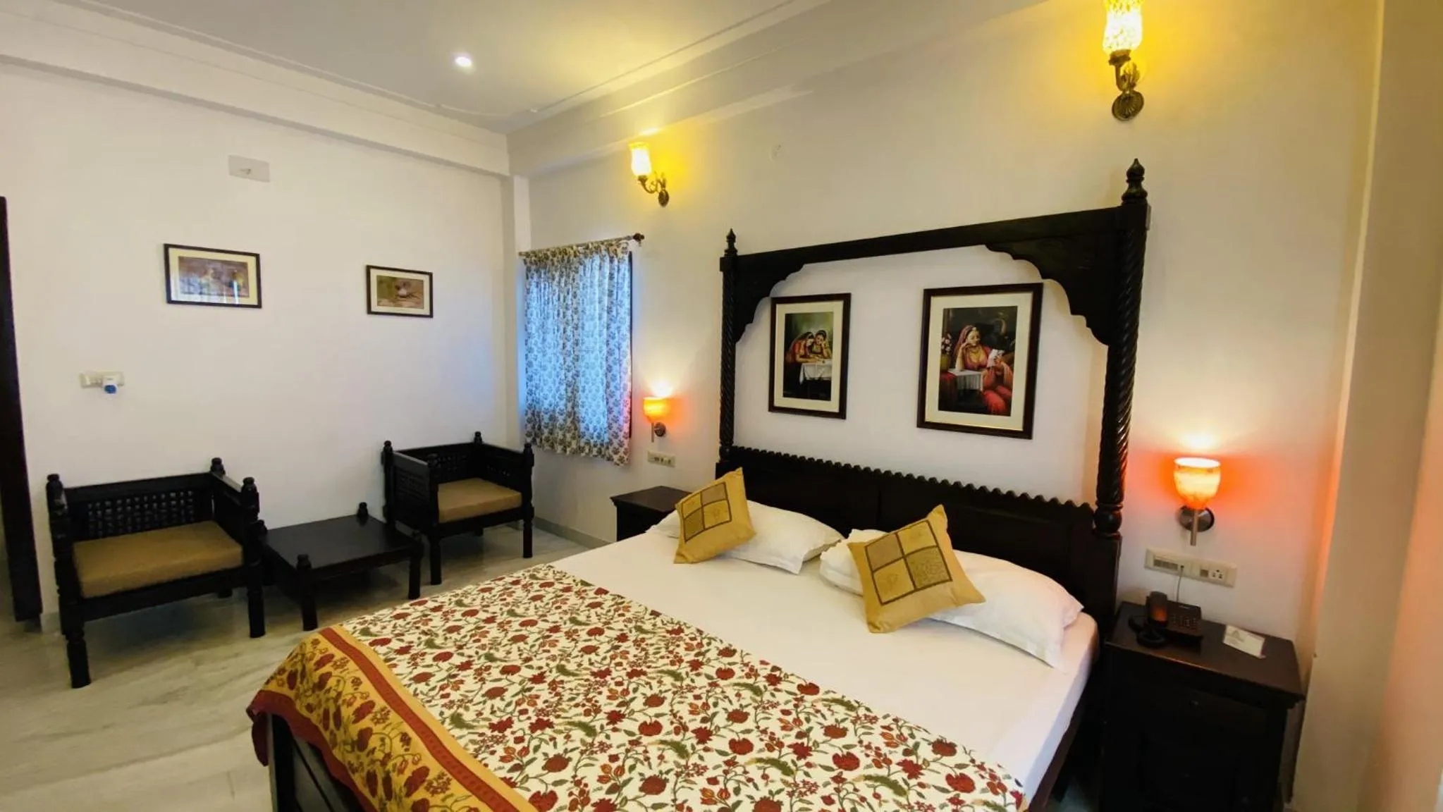 Seating area, Bed in Kotra Haveli A Boutique Hotel by Lake Pichola