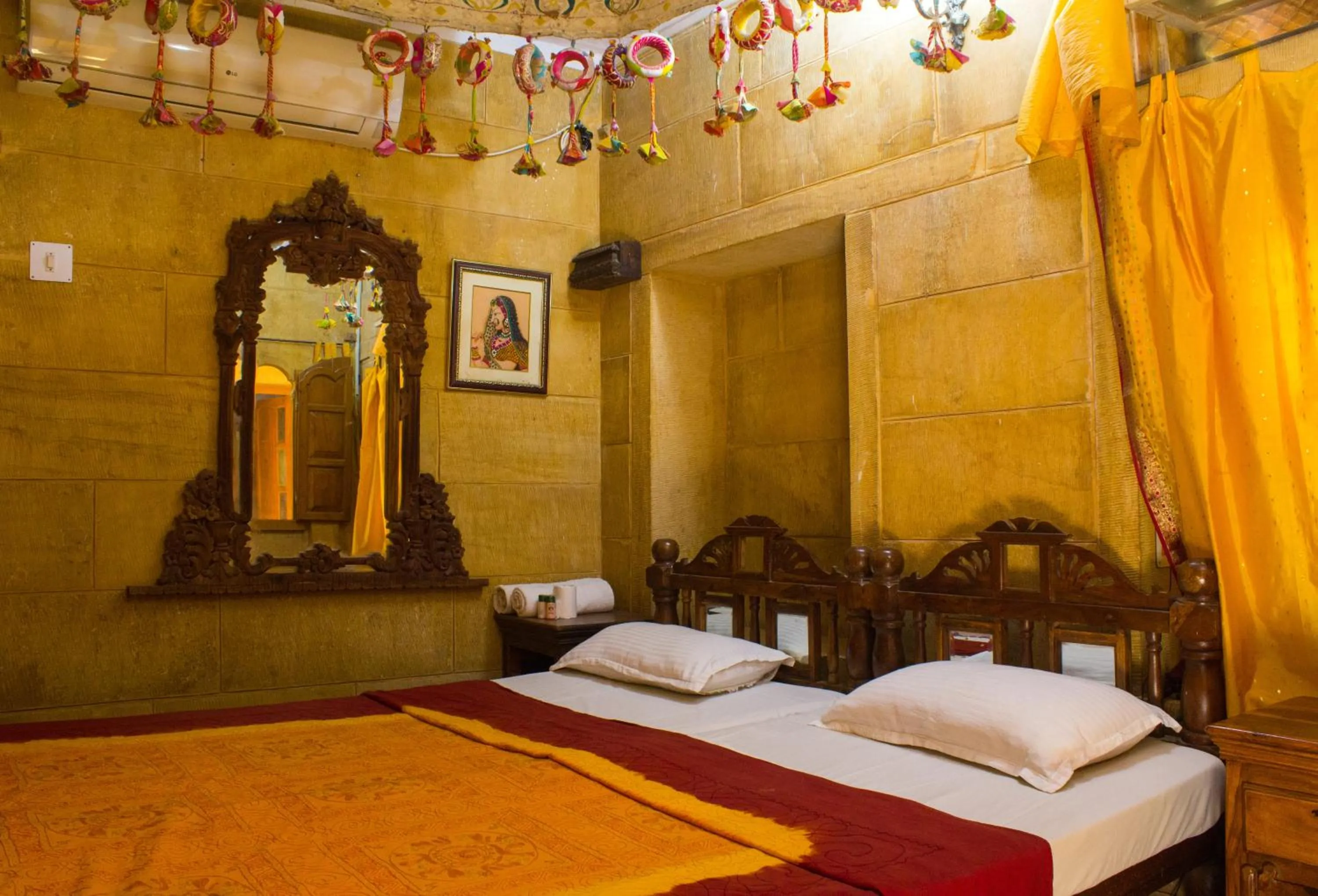 Bed in Shahi Palace Hotel Jaisalmer