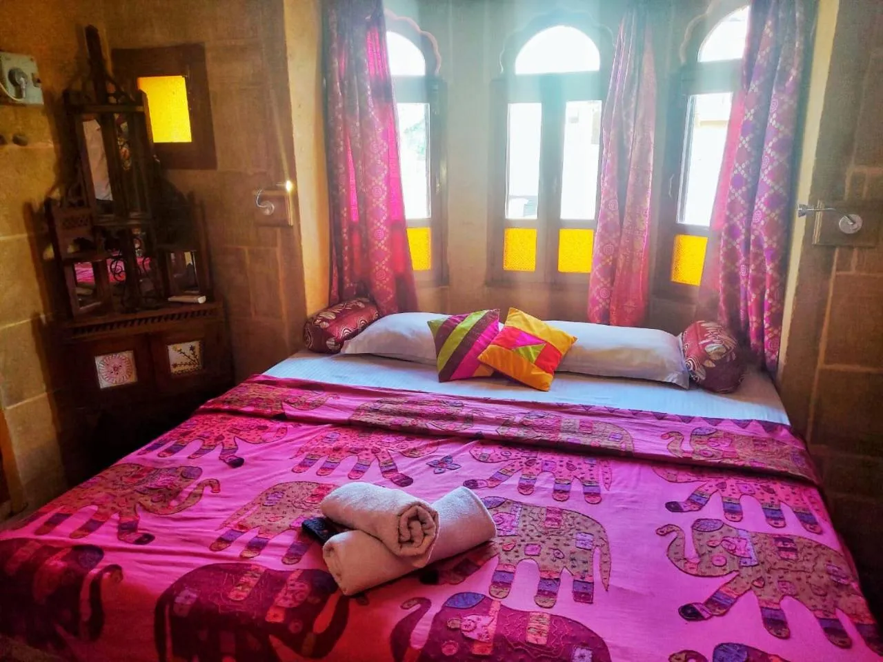 Bed in Shahi Palace Hotel Jaisalmer