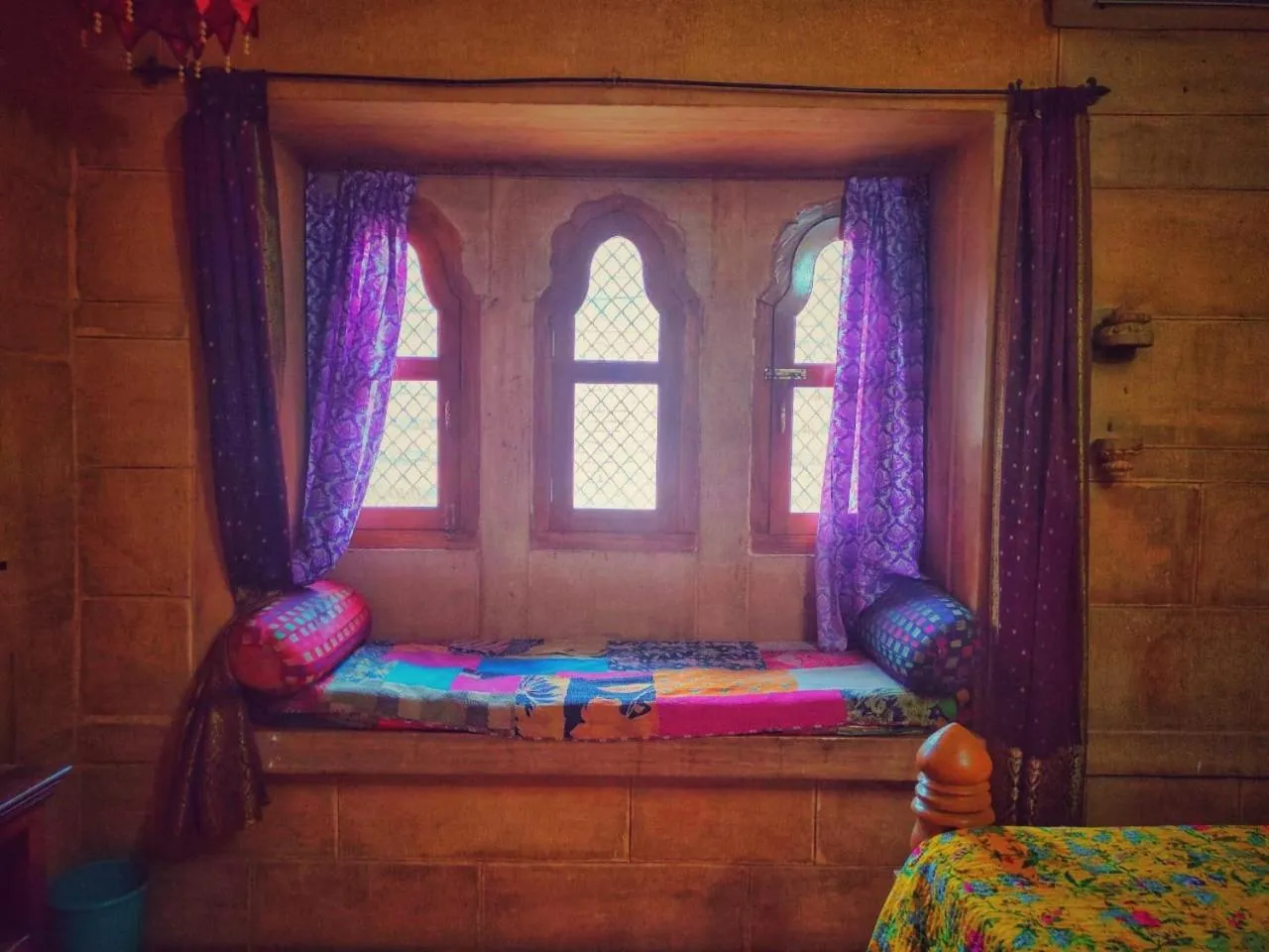 Decorative detail, Bed in Shahi Palace Hotel Jaisalmer