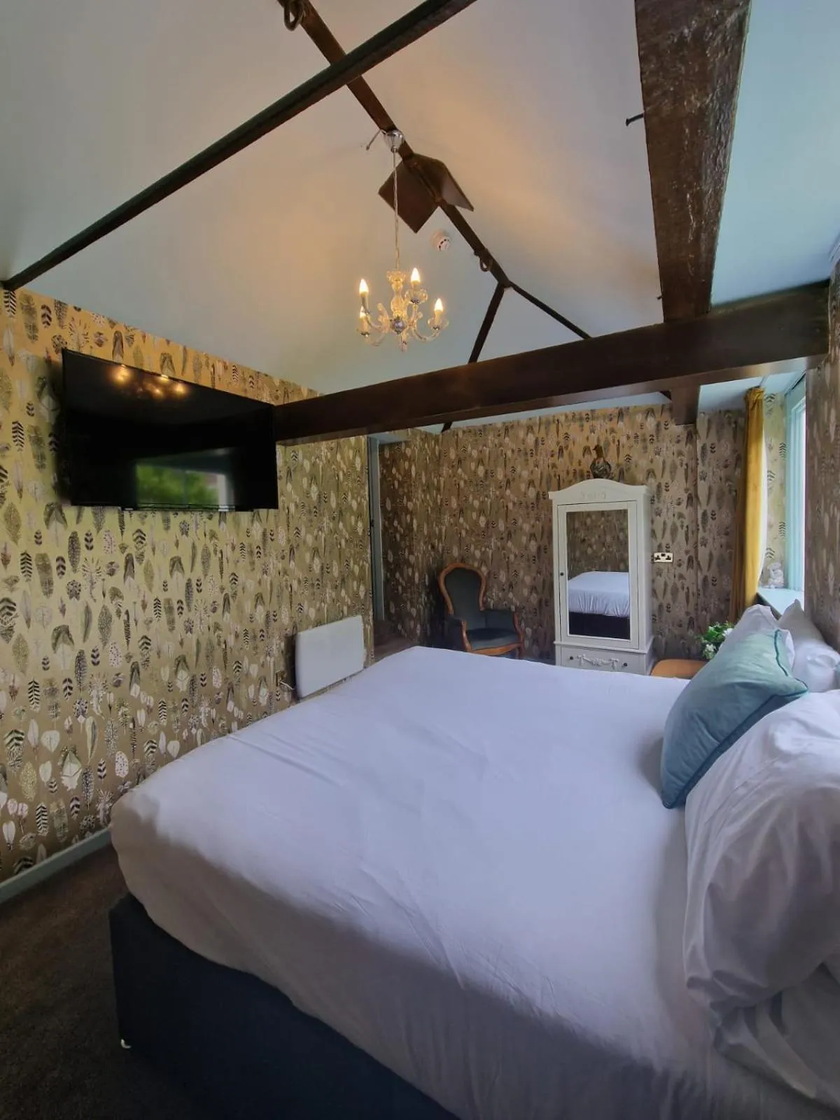 Photo of the whole room, Bed in RainHill Hall Hotel