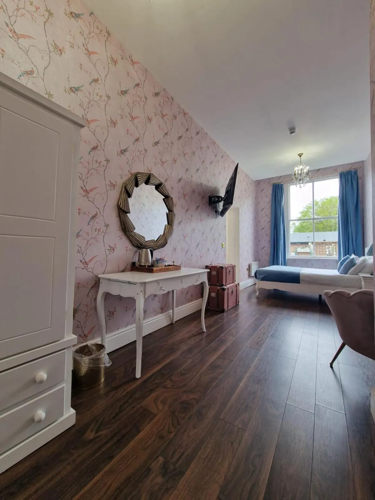 Photo of the whole room, Bed in RainHill Hall Hotel