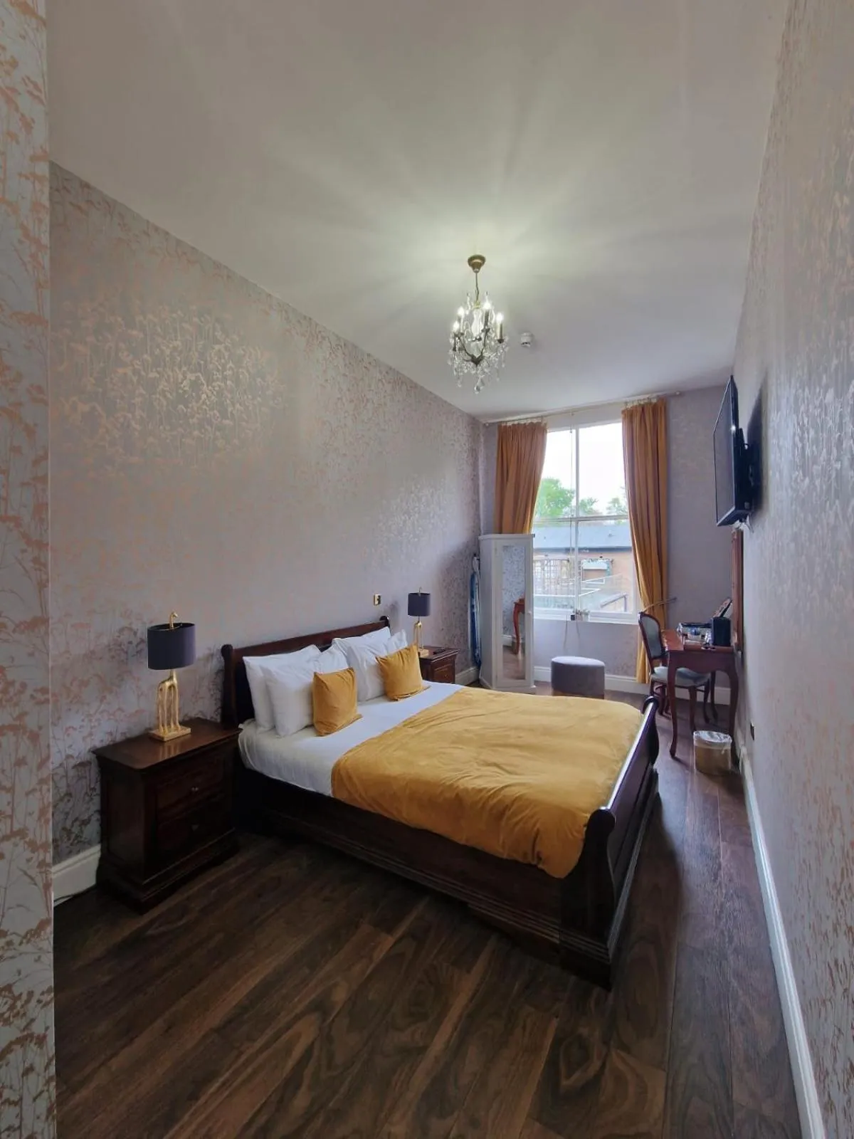 Photo of the whole room, Bed in RainHill Hall Hotel