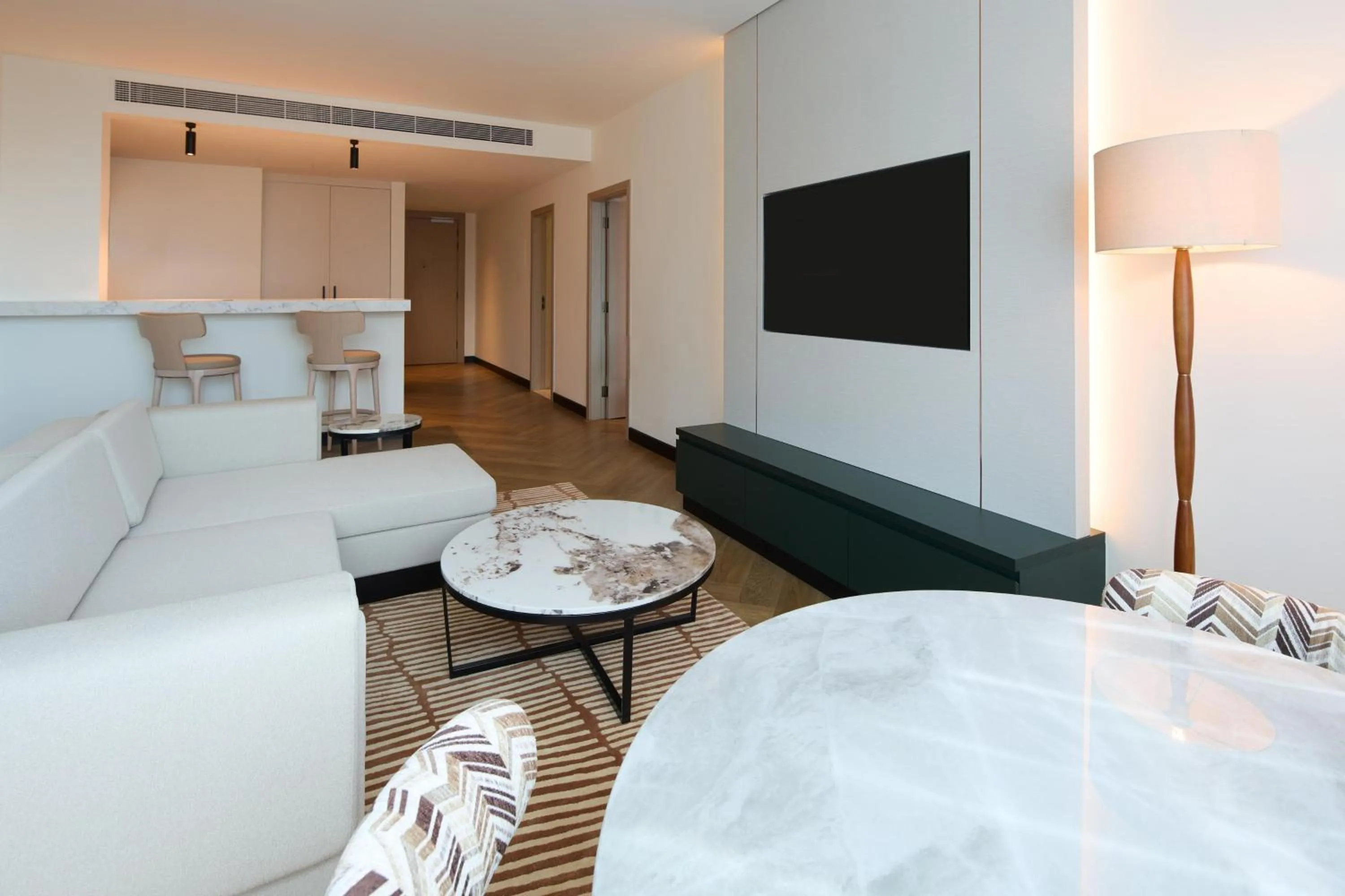 Living room, Bed in Radisson Blu Residence, Dubai Marina