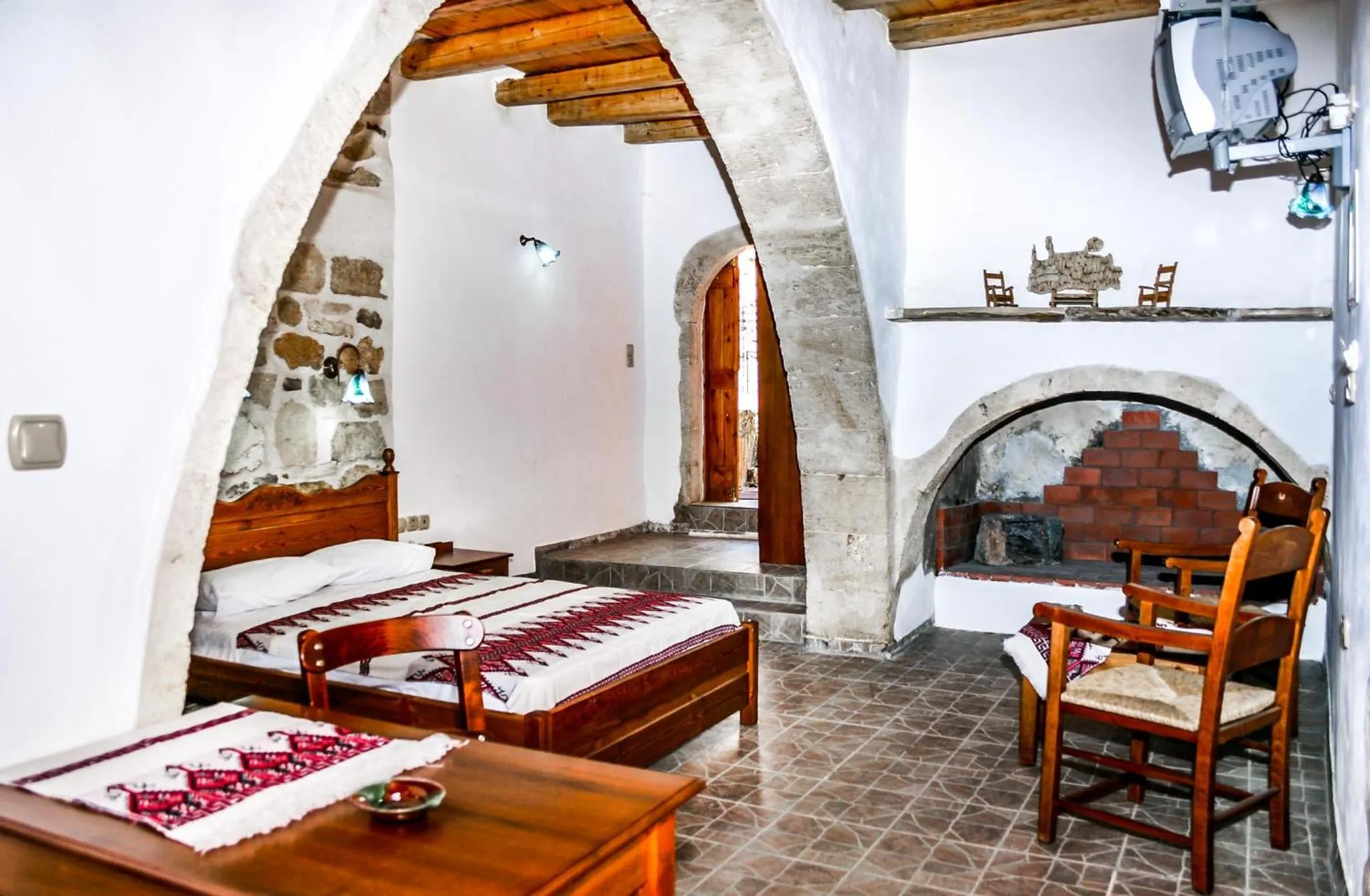 Bed in Vafes Traditional Stone Houses