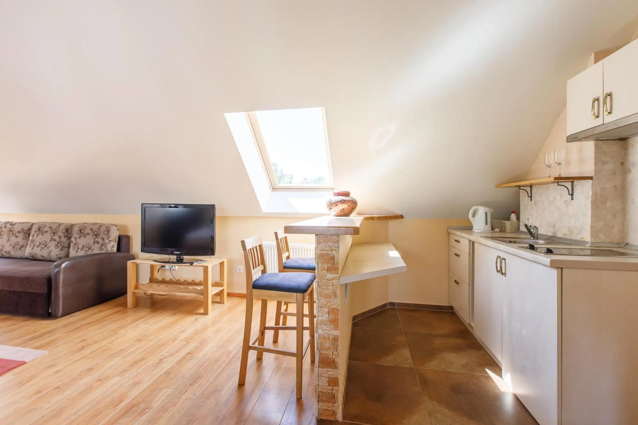 Kitchen or kitchenette in Viešbutis Prie Fontano