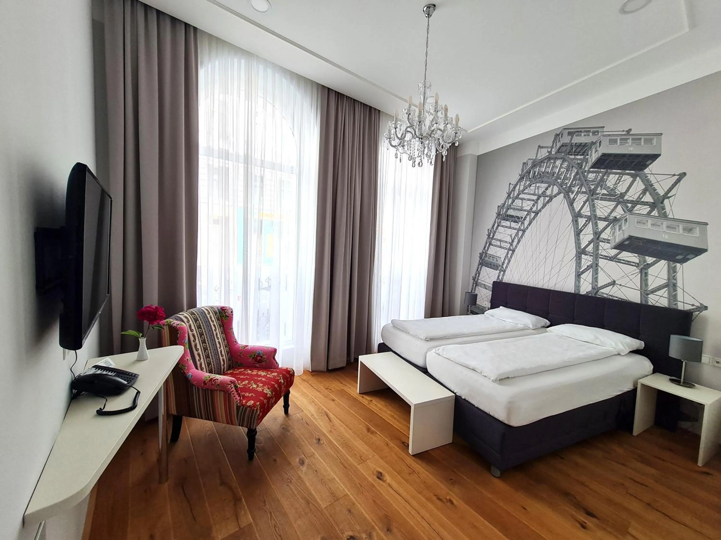 Photo of the whole room, Bed in Room 55