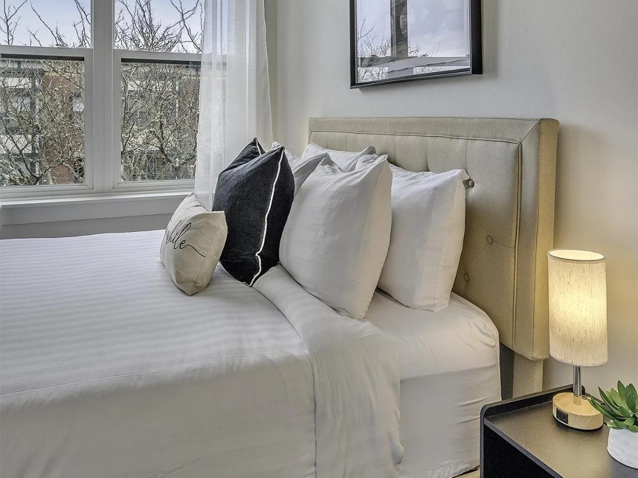 Bed in The Orenco Station Hotel