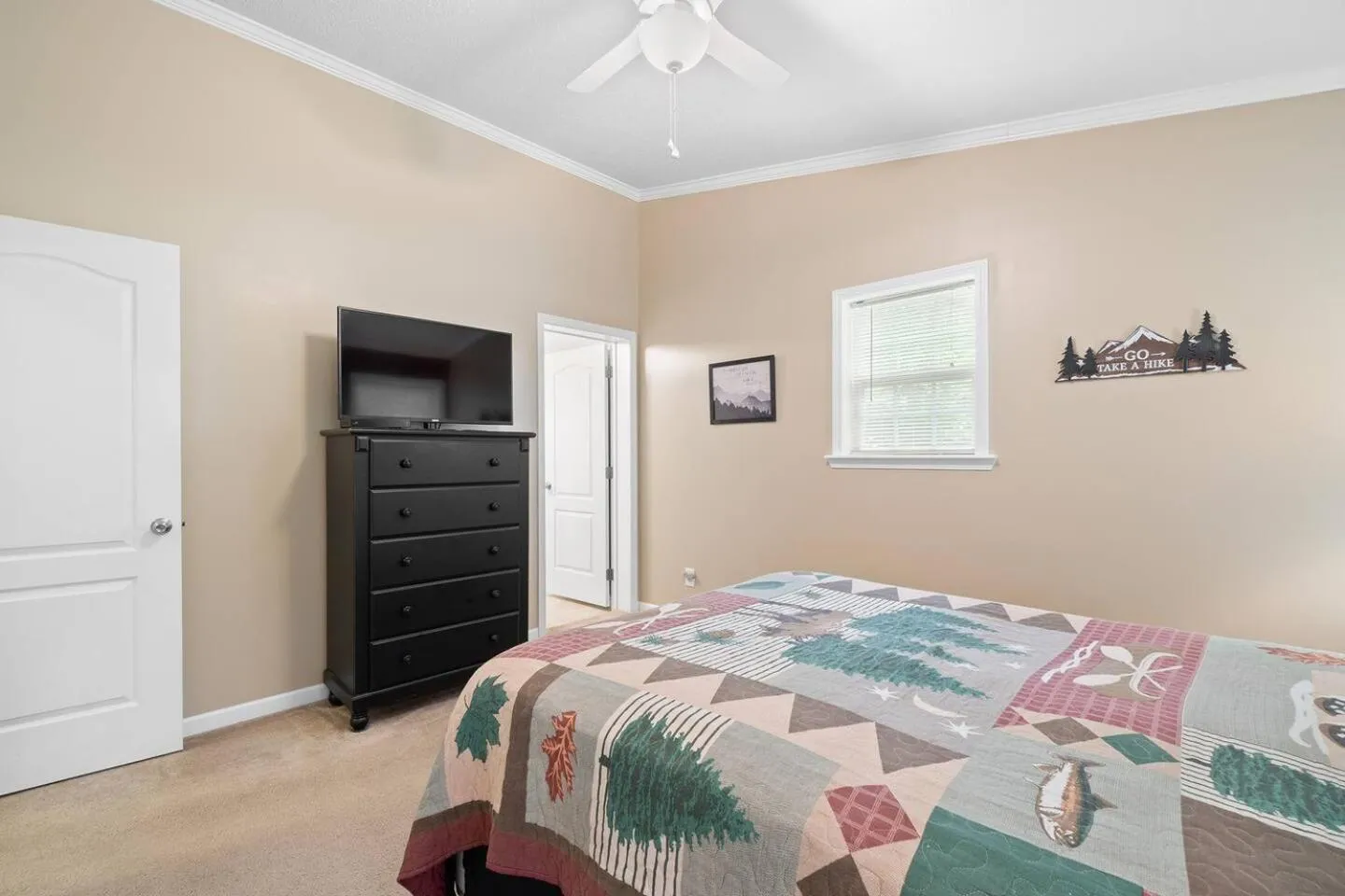 Bed in Blue Ridge Bungalow with Hot Tub