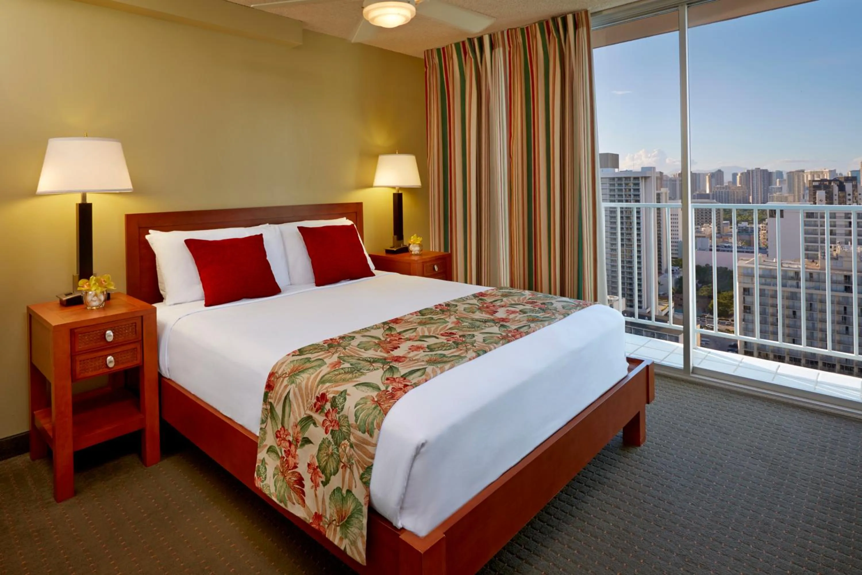 Bed in Pacific Monarch Hotel