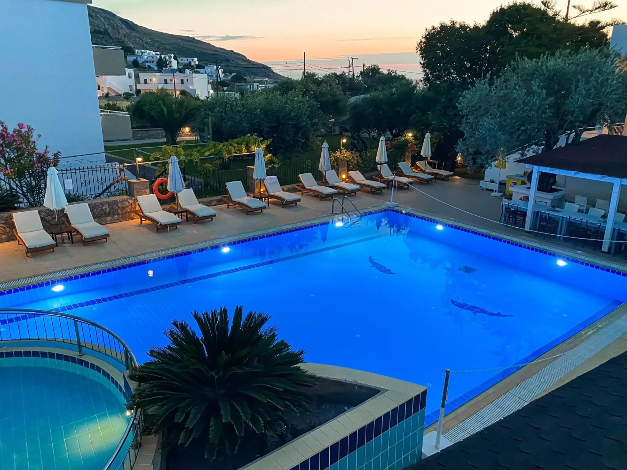 Pool view in Lindos Athena