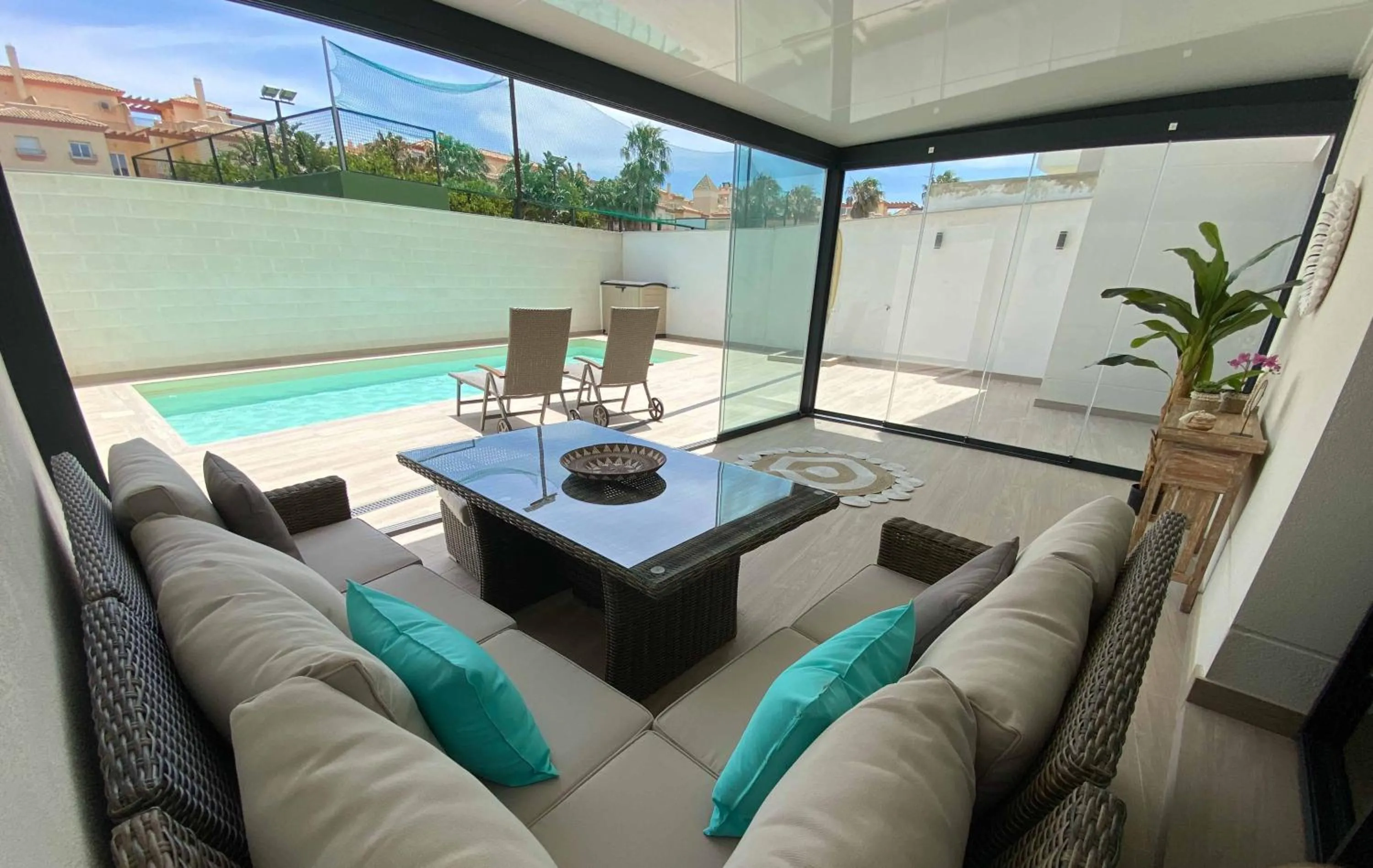 Balcony/Terrace in Tarifa Cozy House - Private Pool - Wifi - Modern
