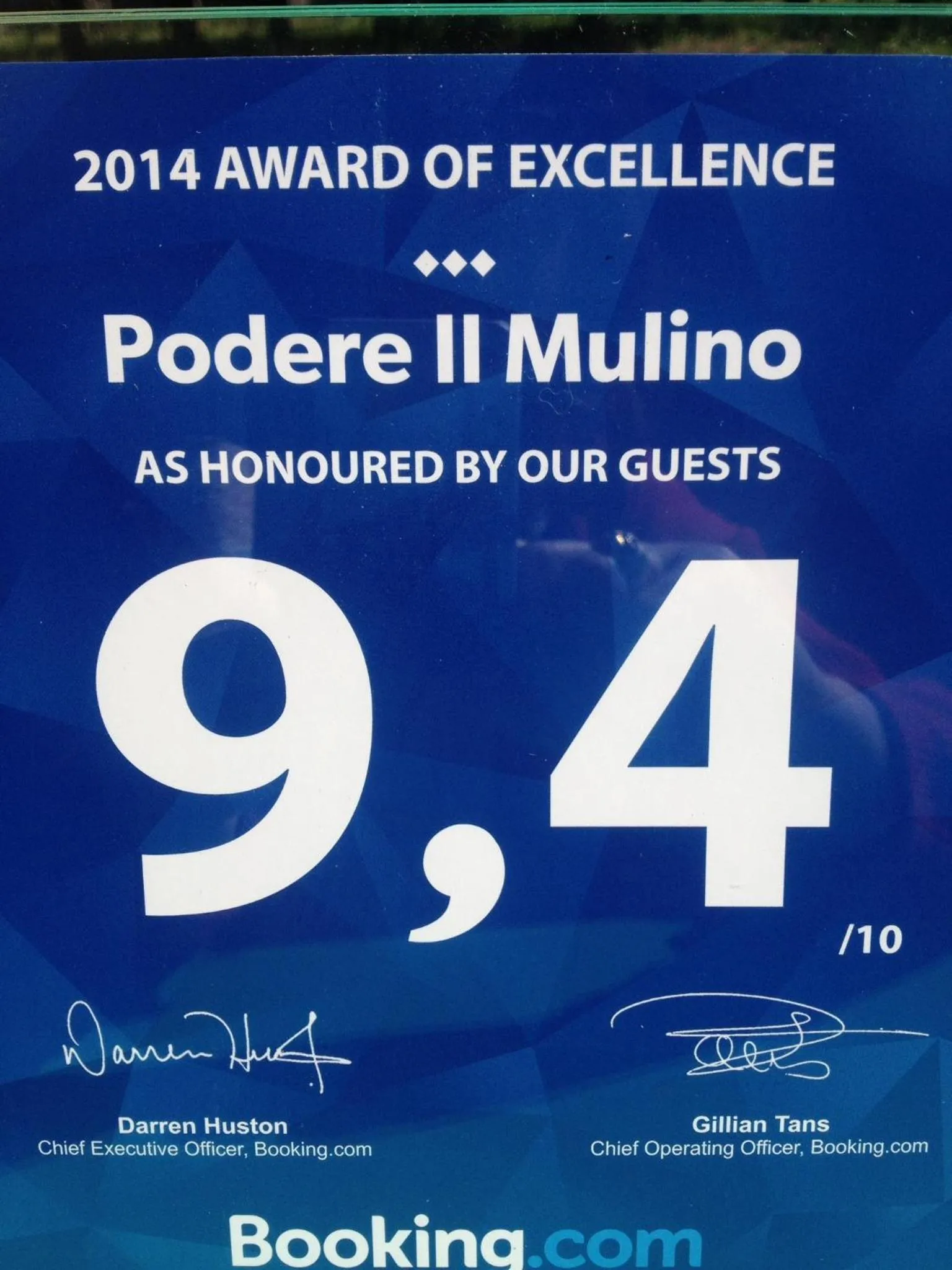 Certificate/Award in Podere Il Mulino